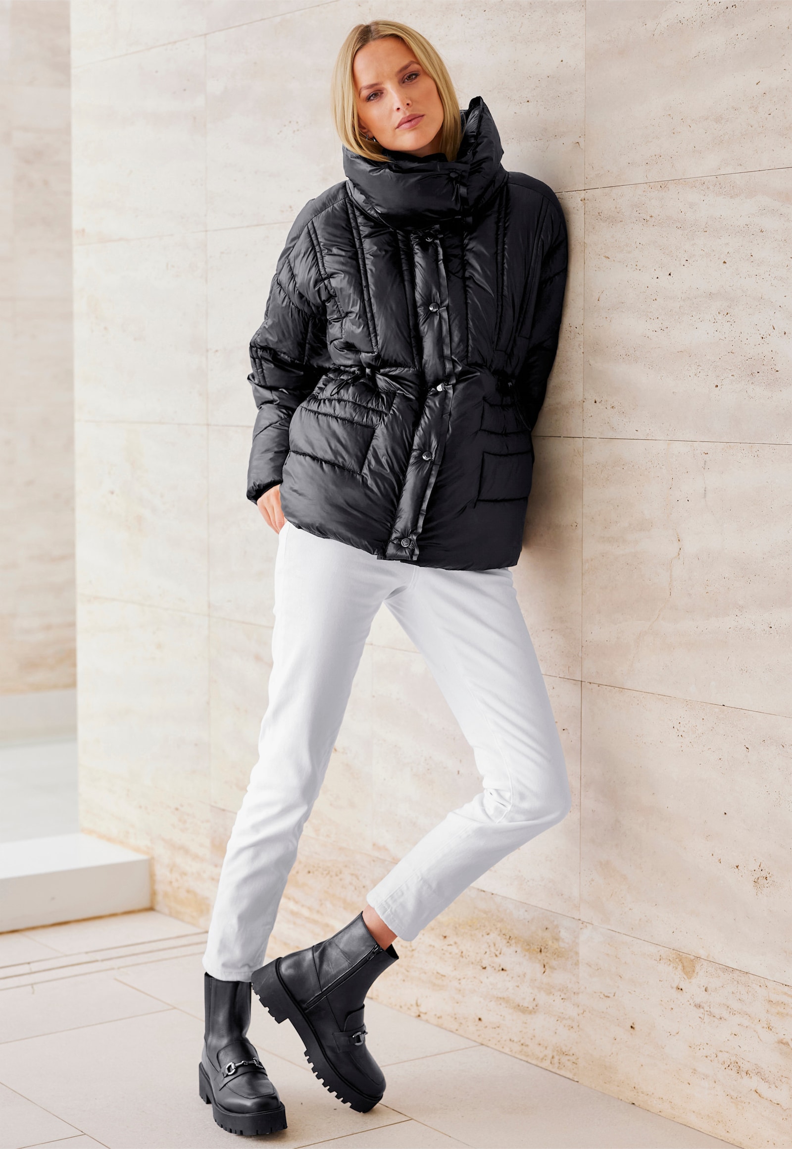 heine Steppjacke mit hohem Kragen - schwarz