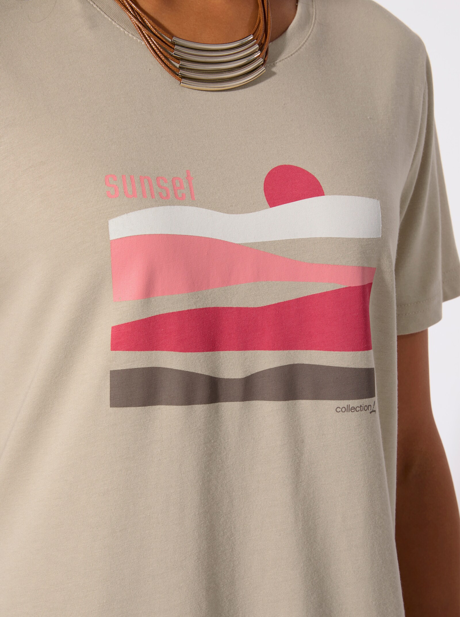 Kurzarmshirt mit Grafik-Print - sand-erdbeere