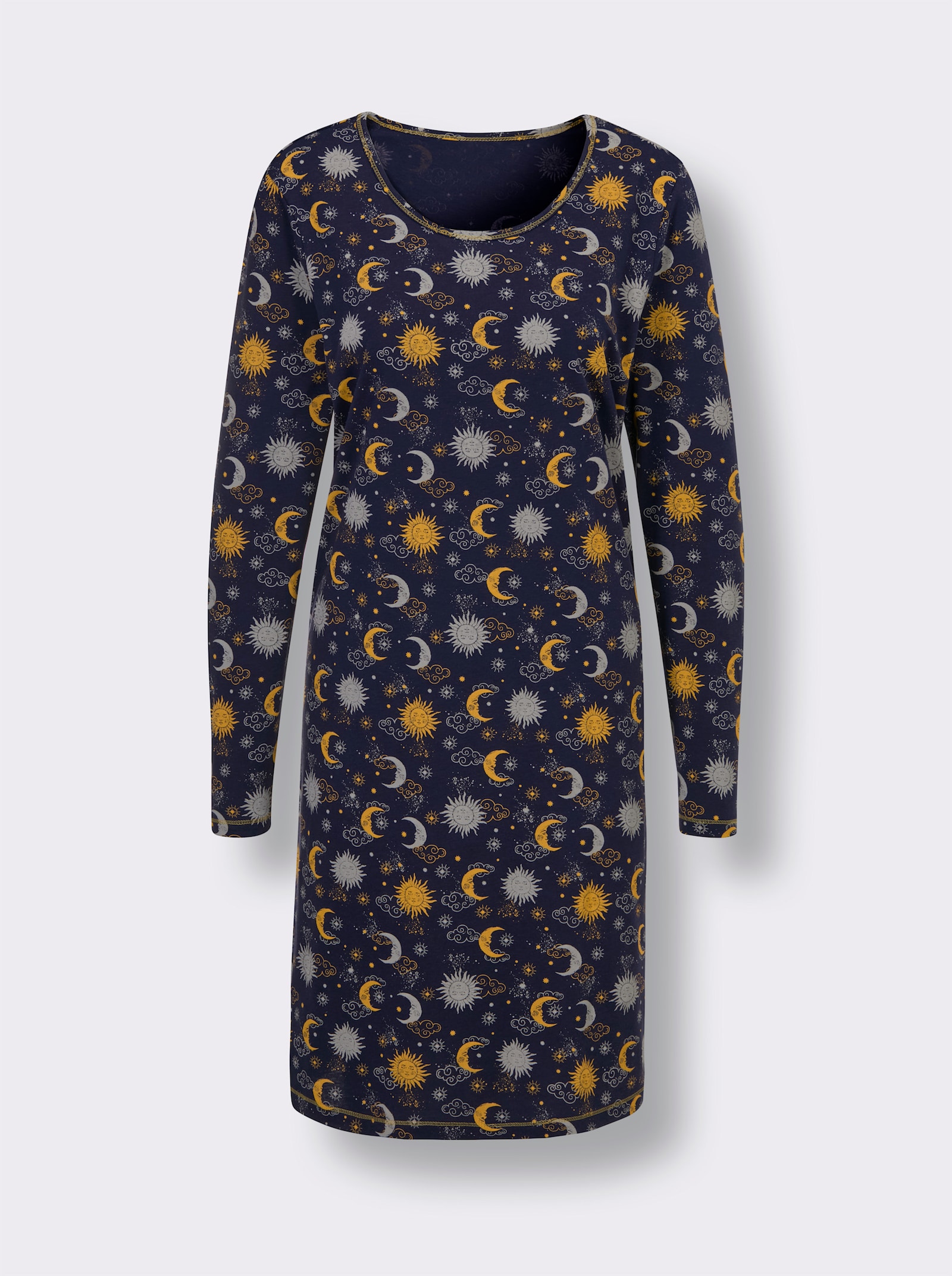 wäschepur Nachthemden - marine + marine-ocker-bedruckt