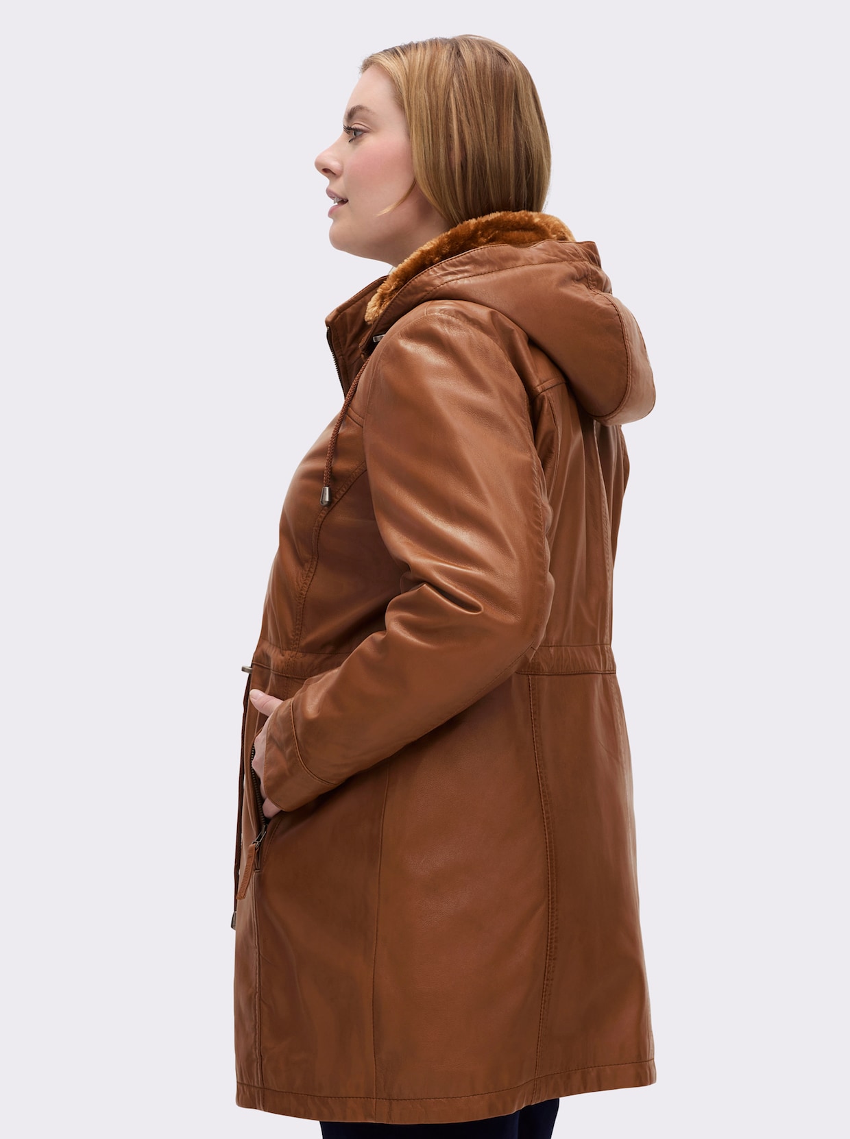 Mainpol Lederjacke aus Lammnappa - cognac