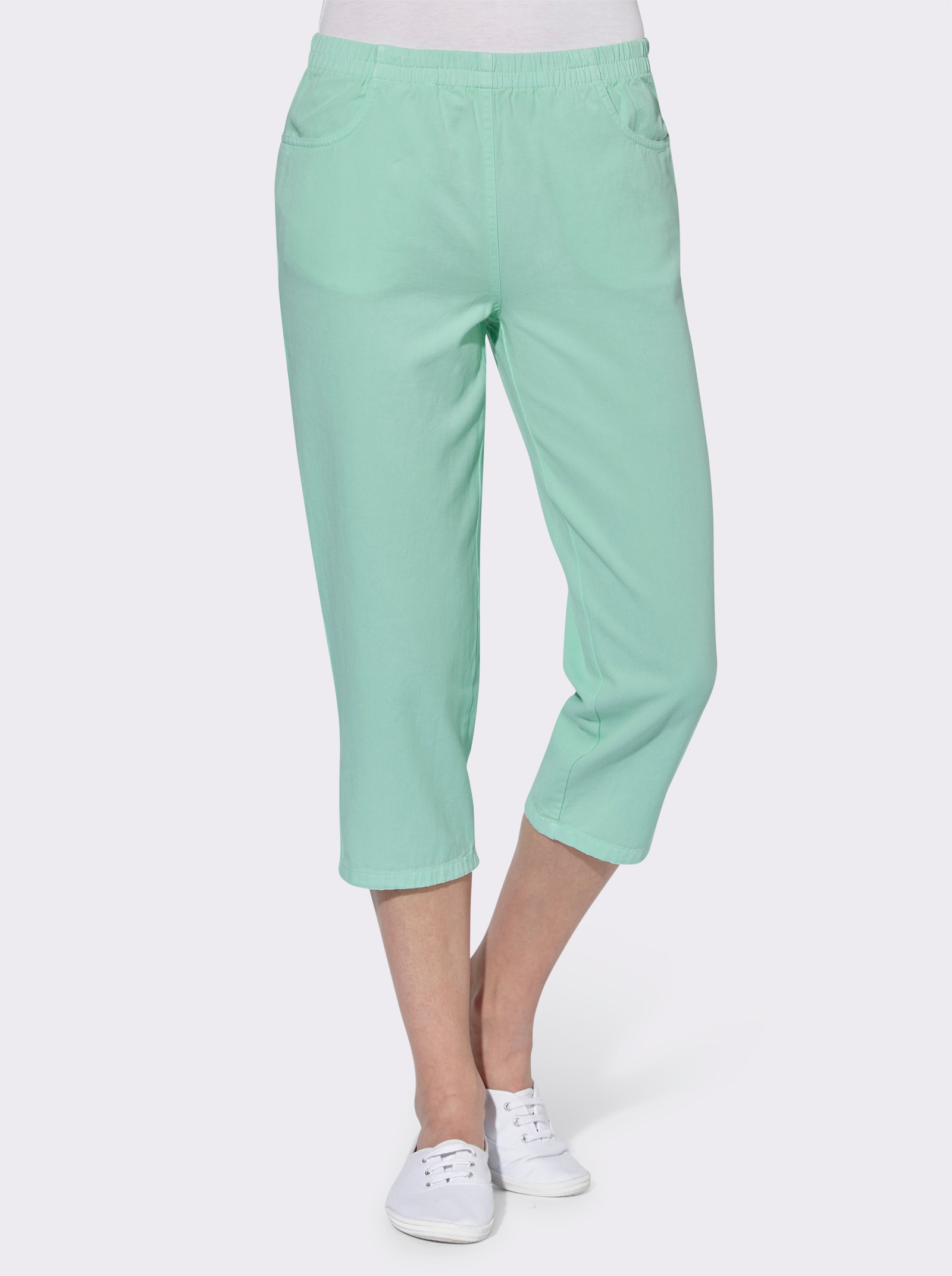 Caprihose aus reiner Baumwolle - aqua