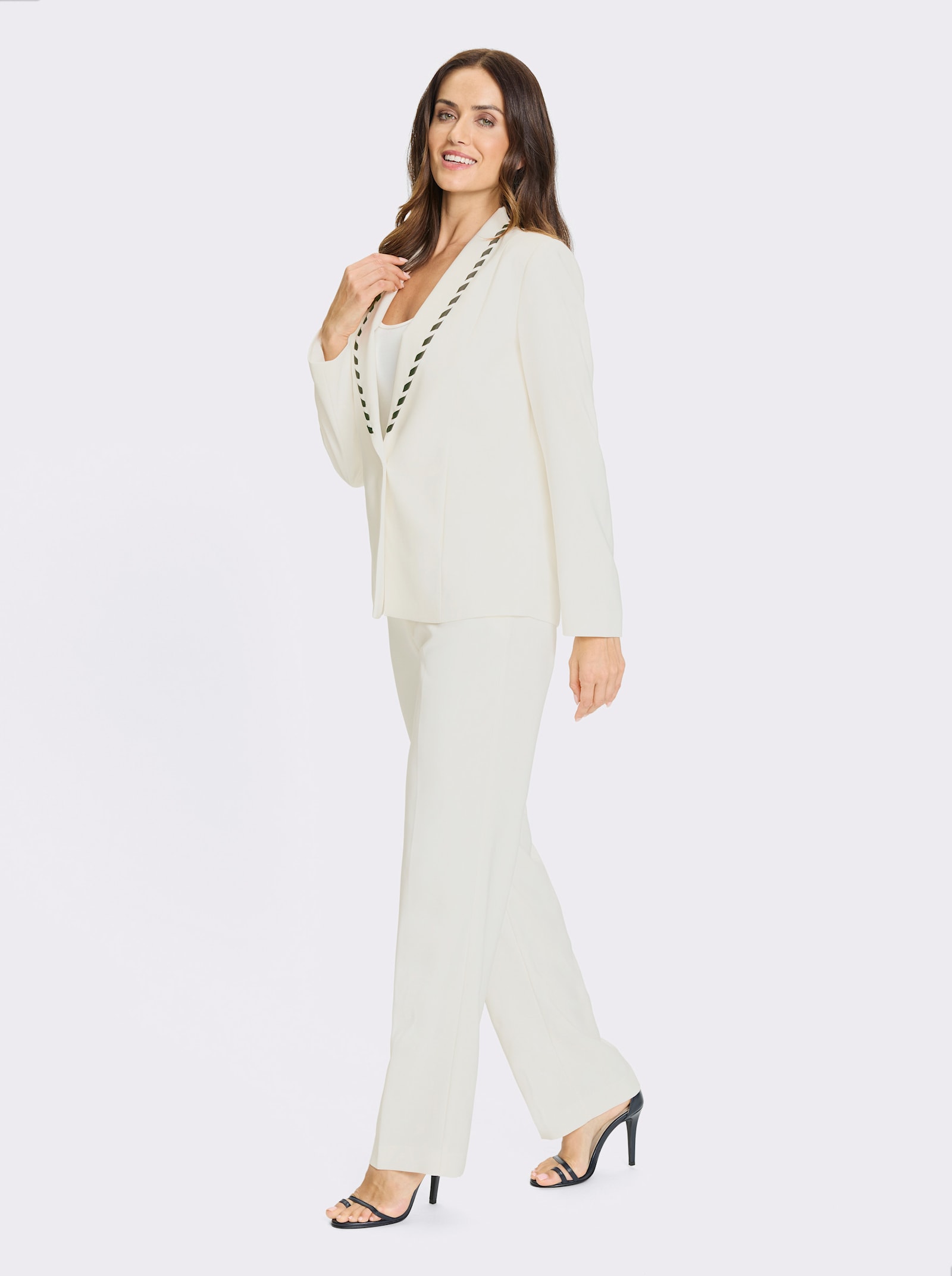 heine Hosenanzug mit Kontrast-Akzenten - ecru-schwarz