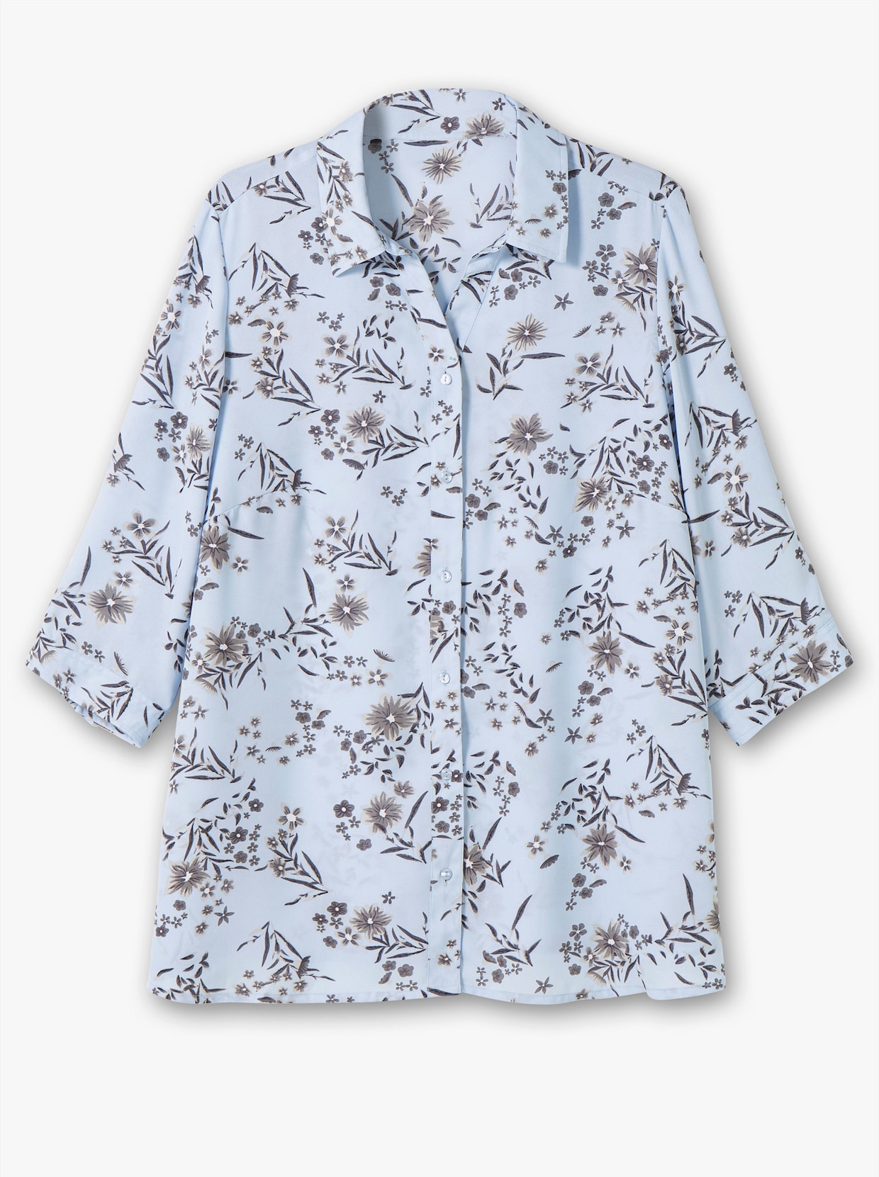 Longbluse mit Blümchen-Print - hellblau-bedruckt