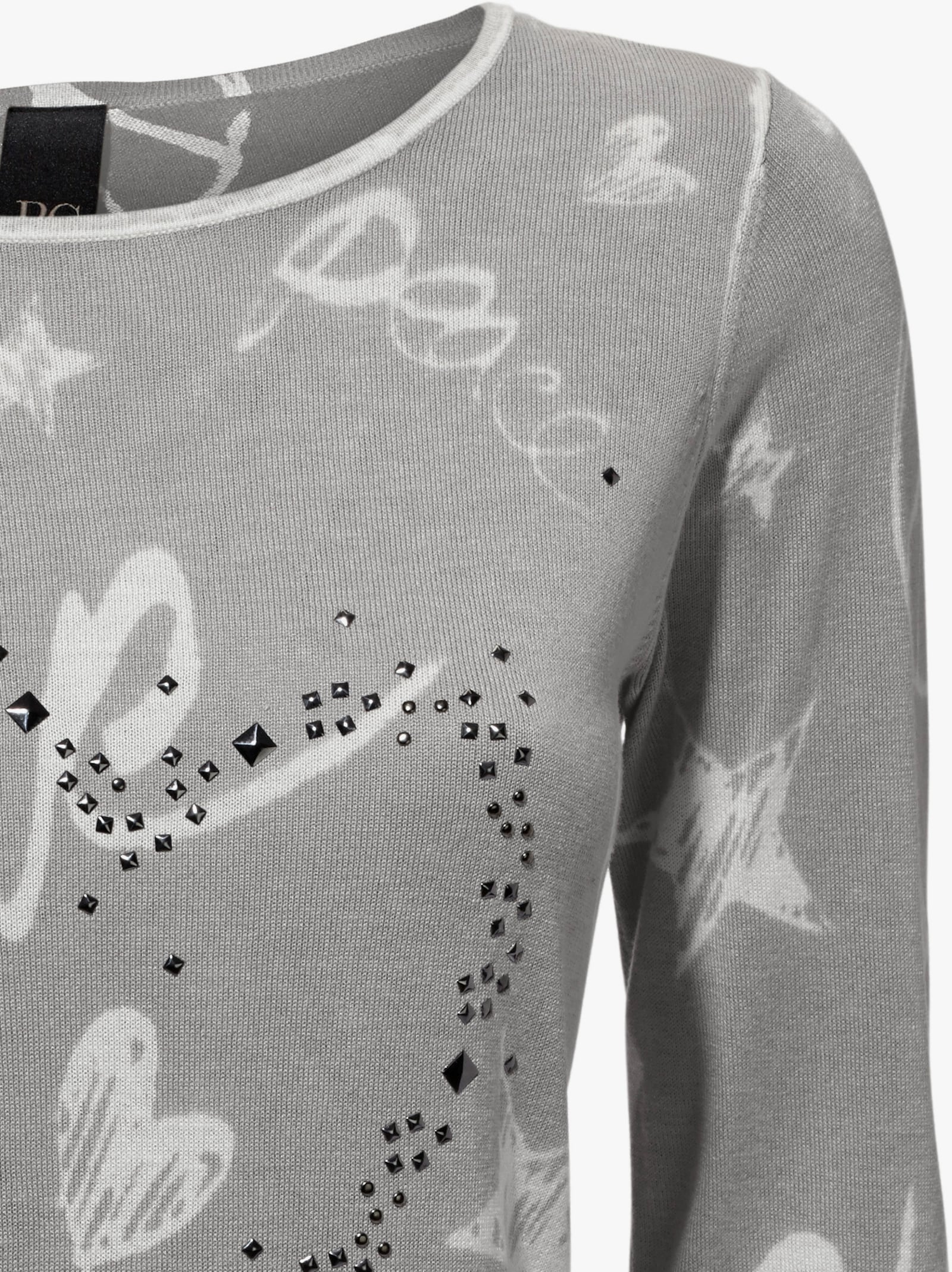 heine Feinstrickpullover mit Grafik-Print - grau