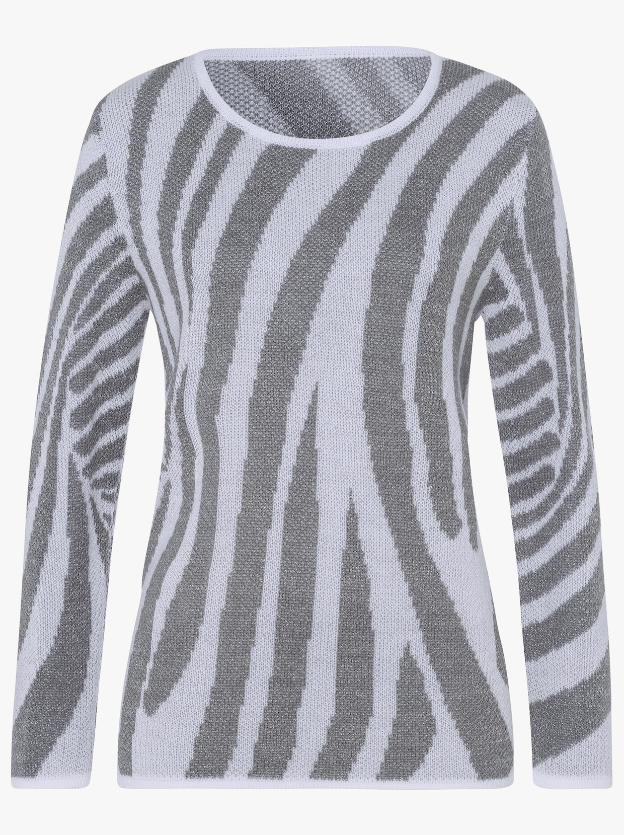 Pullover met lange mouwen - wit/grijs gedessineerd
