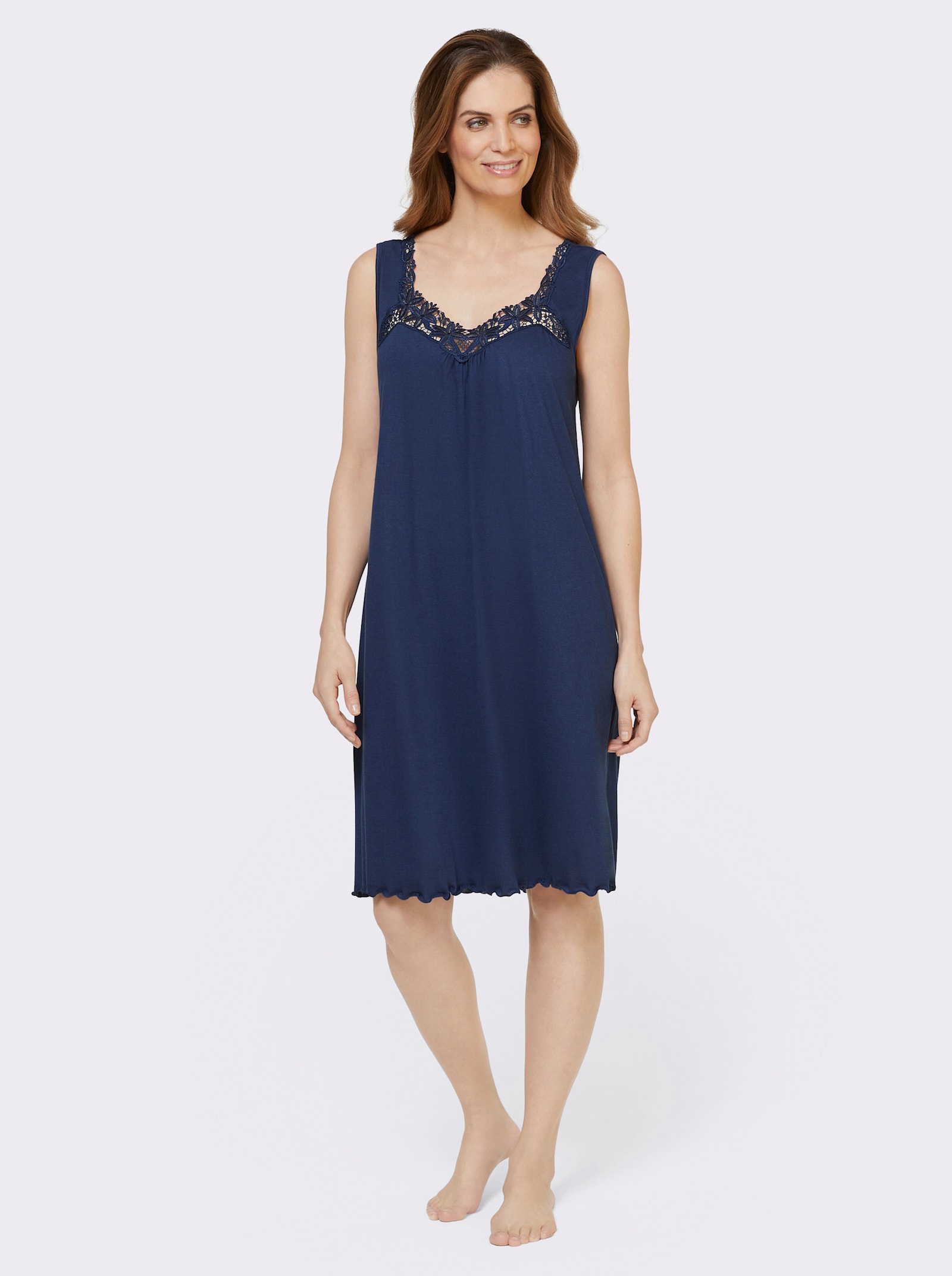 wäschepur Chemise de nuit avec dentelle - bleu roi