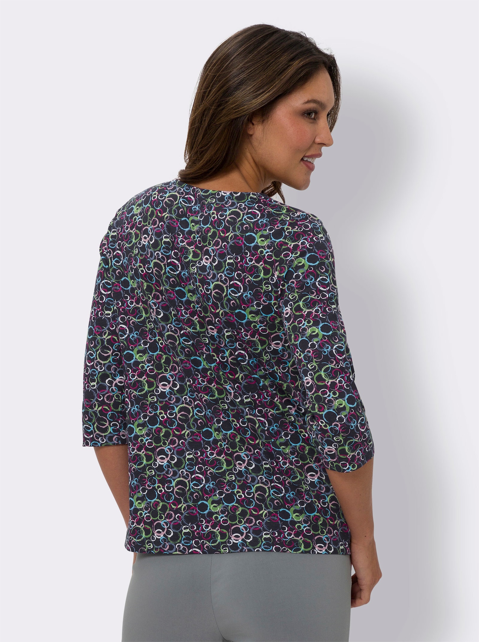 2-in-1-Shirt mit Rüschen - marine-fuchsia-bedruckt