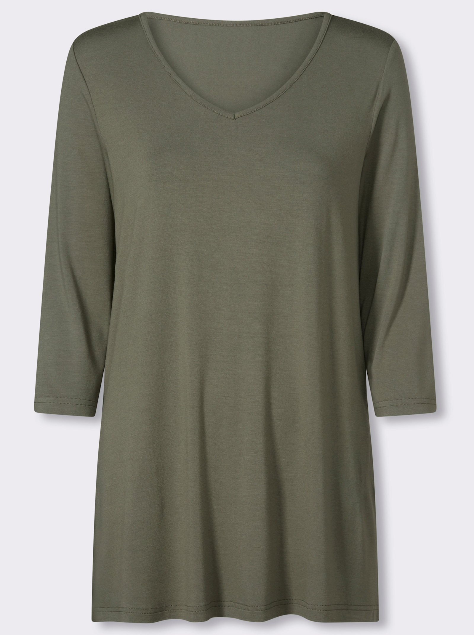 Lång topp i ren viskos - khaki