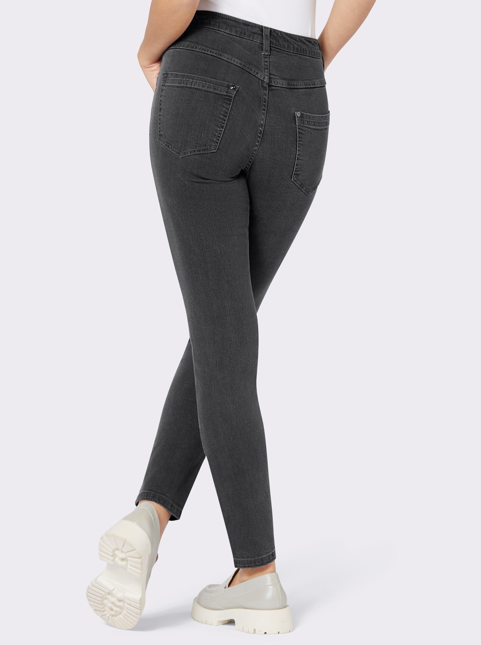 5-Pocket-Jeans mit seitlichem Zierband - anthrazit-grey-denim