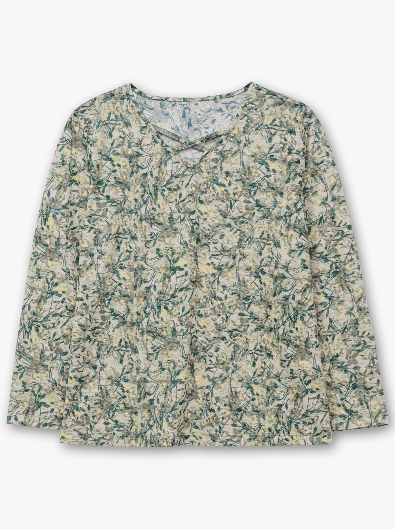 Print-Shirt in Ausbrenner-Qualität - lindgrün-zitrone-bedruckt