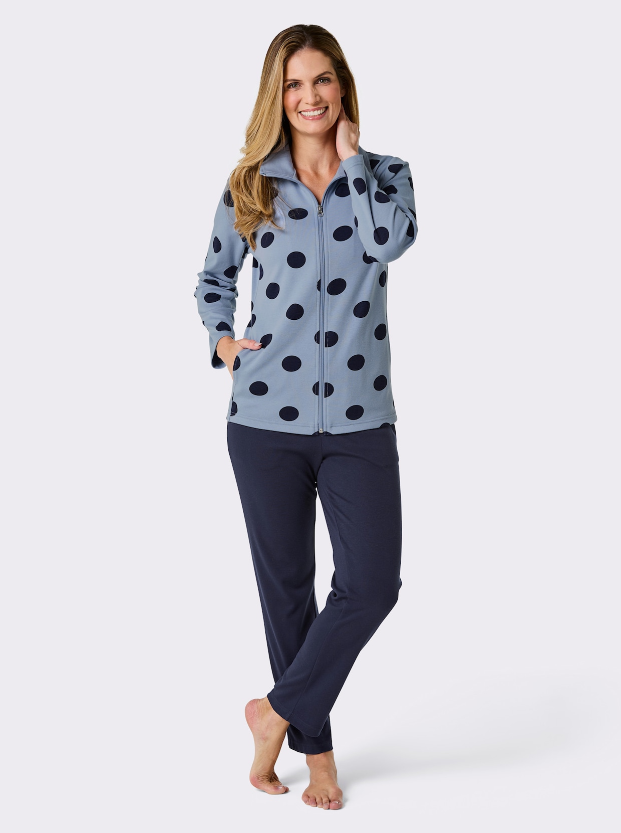 feel good Huispak - bleu/marine gestippeld