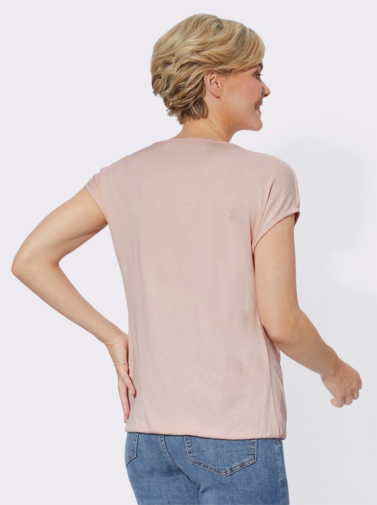 Blusenshirt mit elastischem Saum - rosé