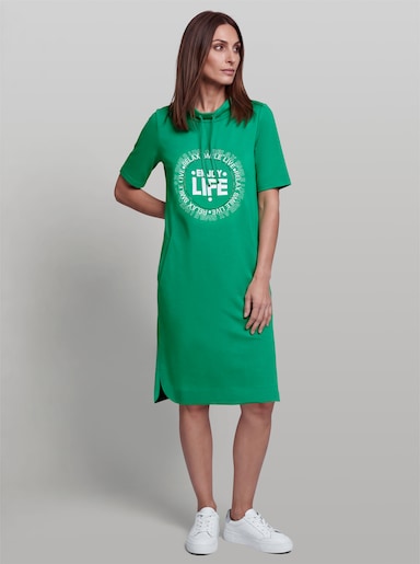 heine Freizeitkleid mit Stickerei - grasgrün-weiß