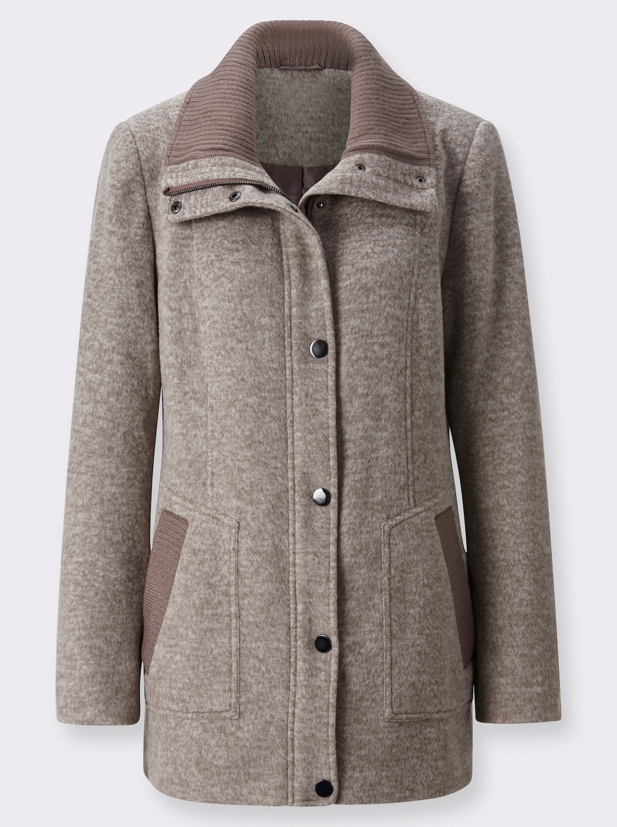 Longjacke - taupe-meliert