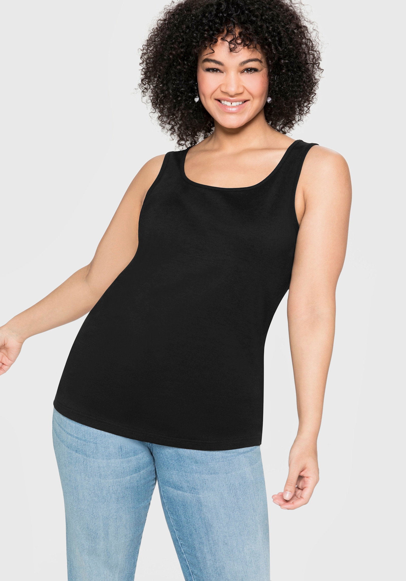 sheego Tanktop in Rippqualität - schwarz