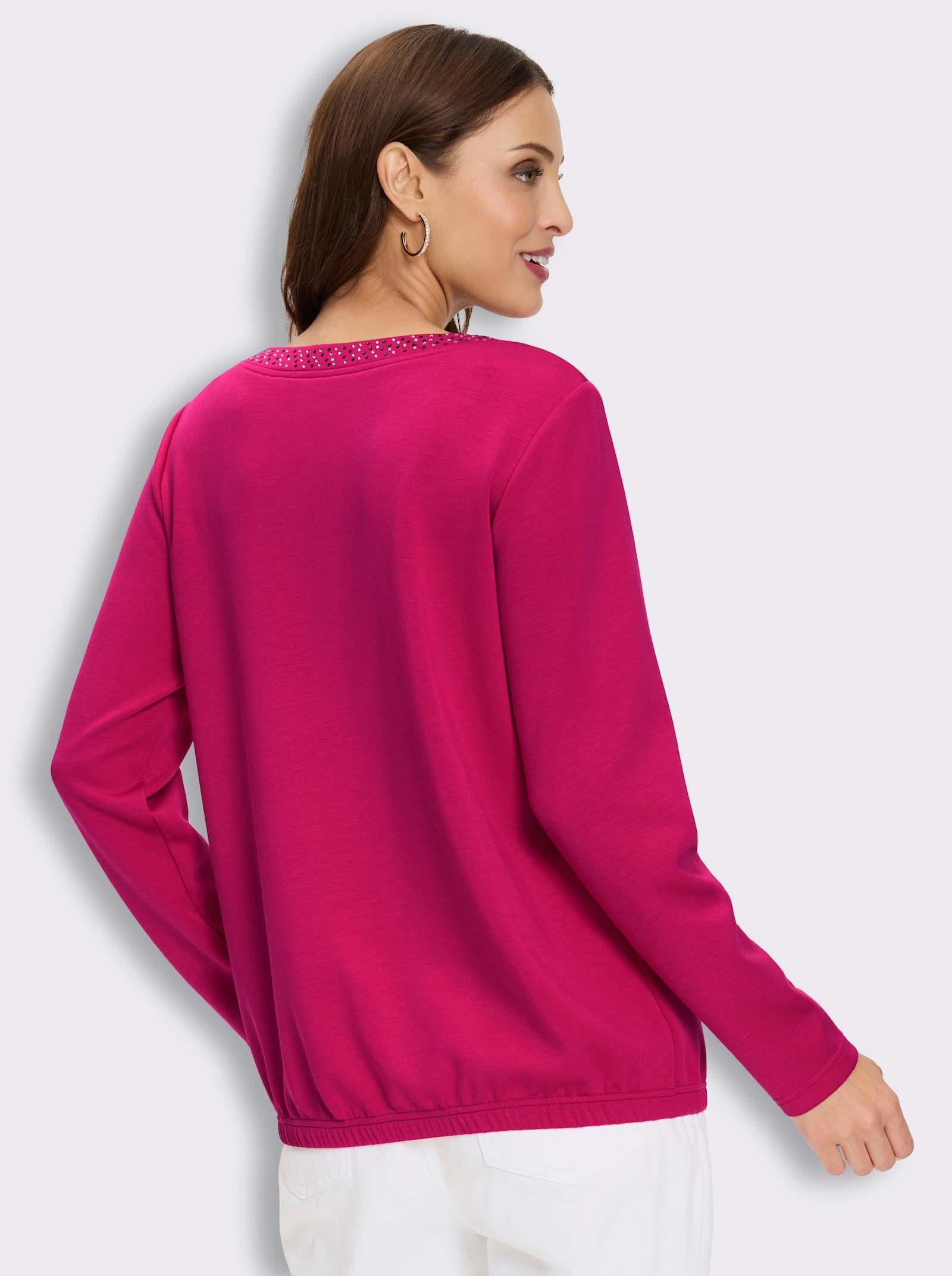 Sweatshirt mit Glitzersteinchen - pink