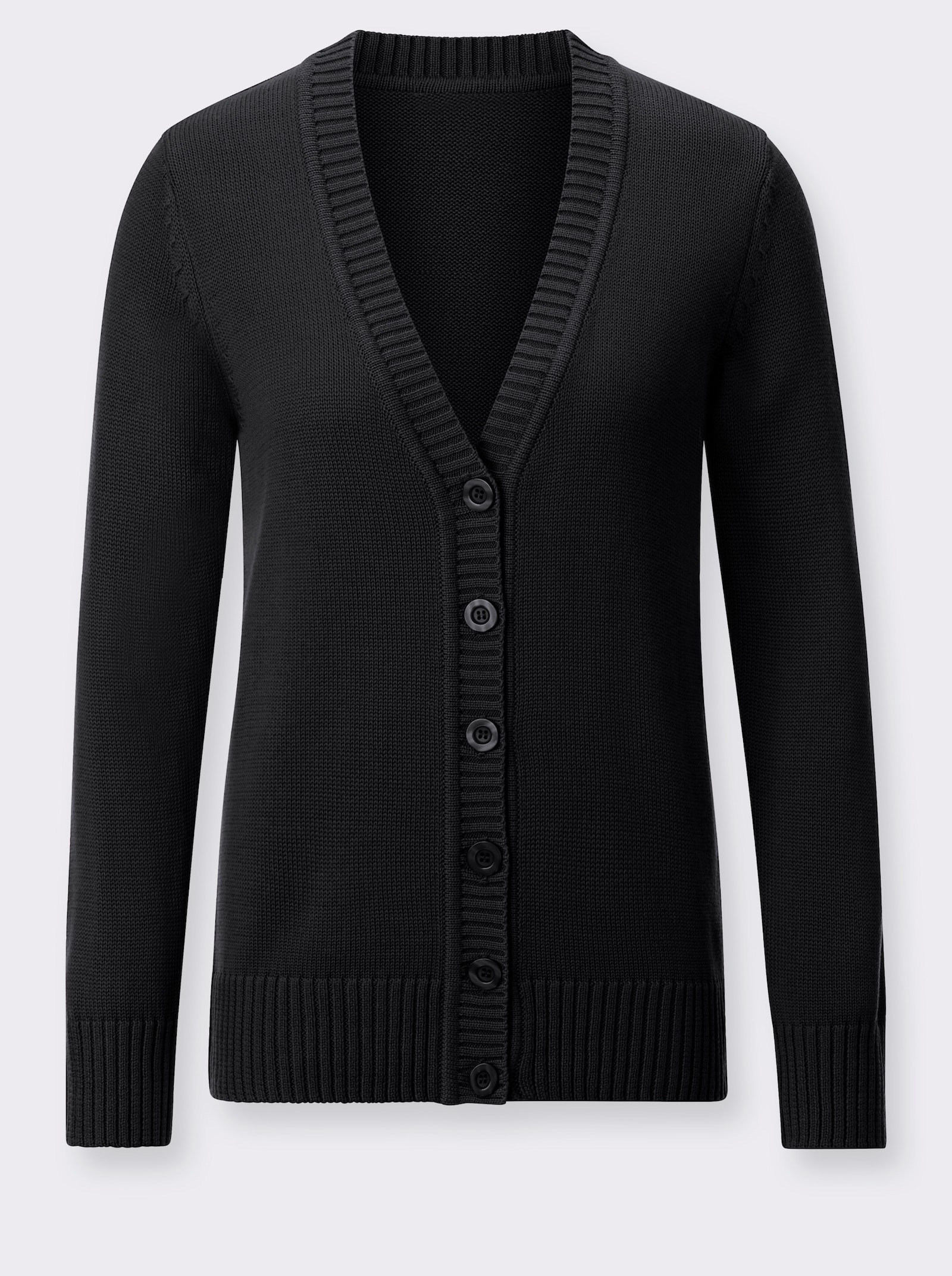Strickjacke mit farblich abgestimmten Knöpfen - schwarz