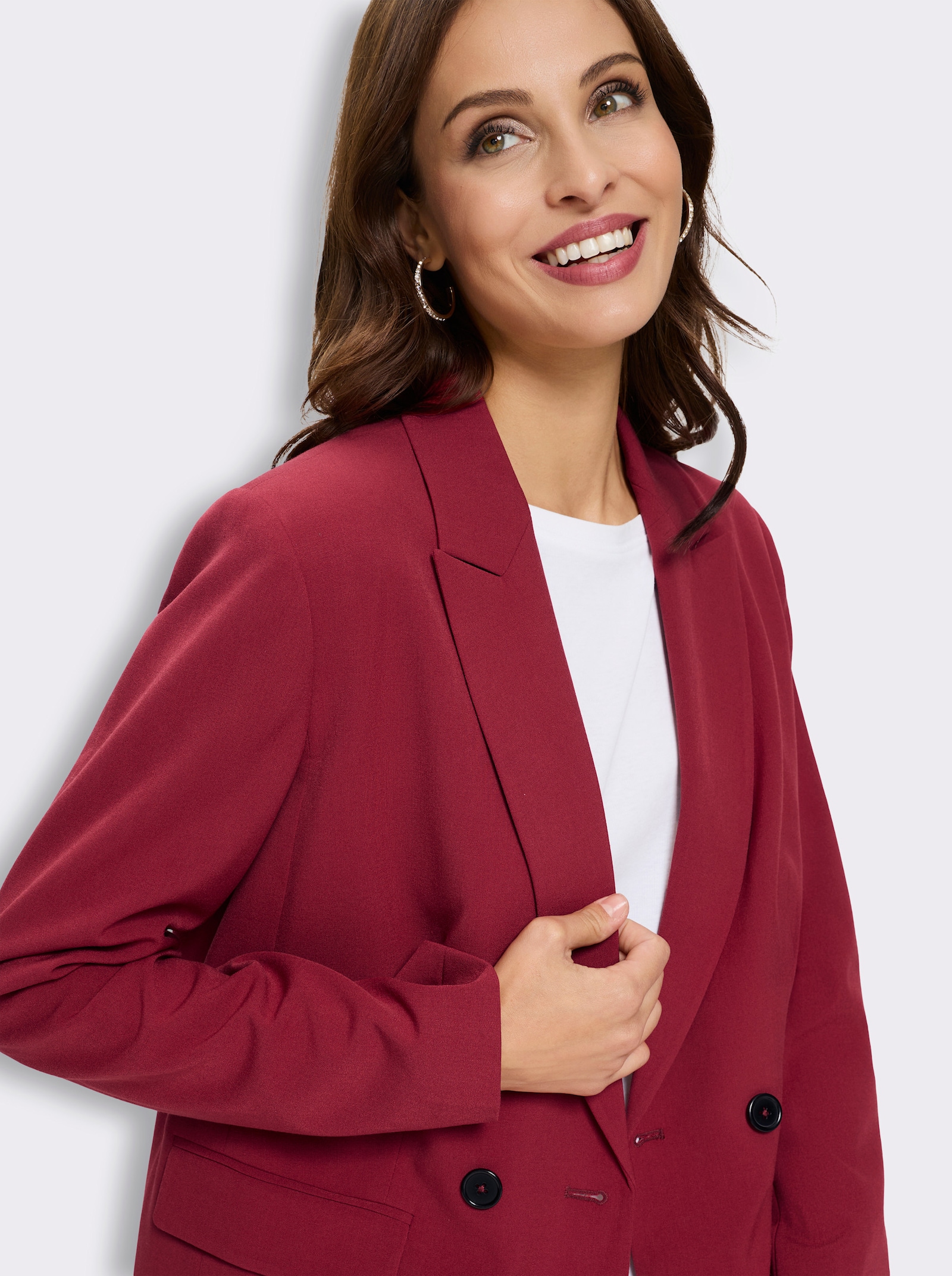 Blazer mit knöpfbarer Innentasche - kirsche