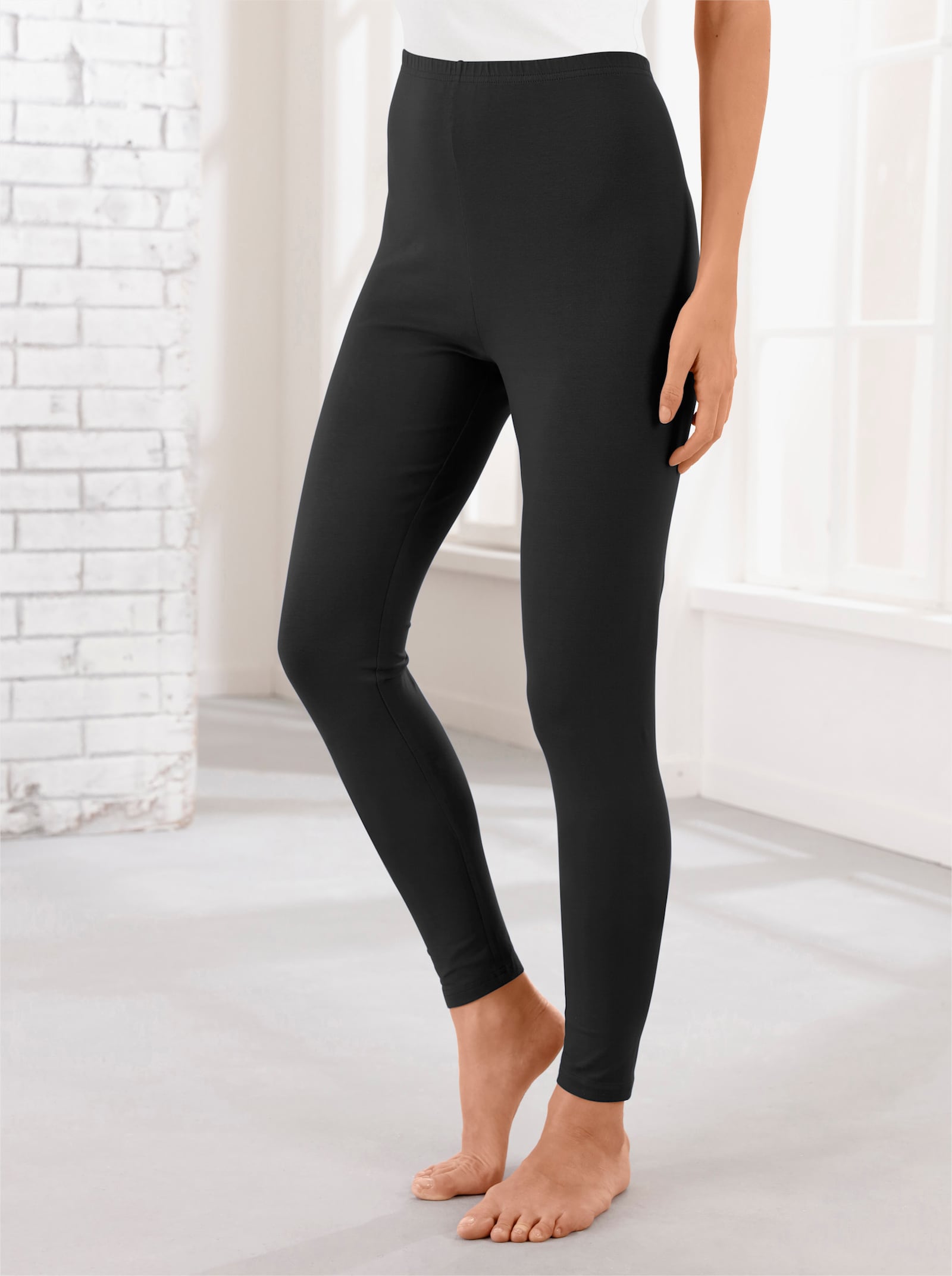 Leggings in Stretch-Qualität - schwarz + schwarz-bedruckt