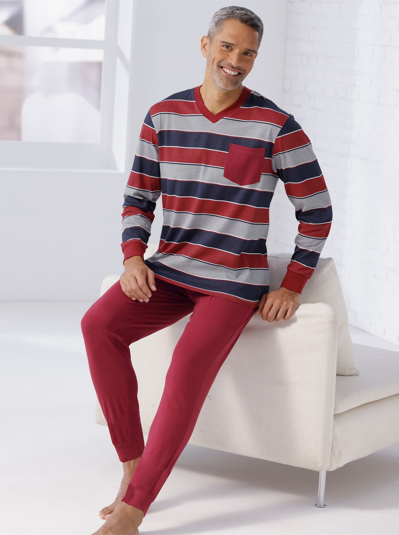 Pyžamo - Tmavočervené pruhovanie