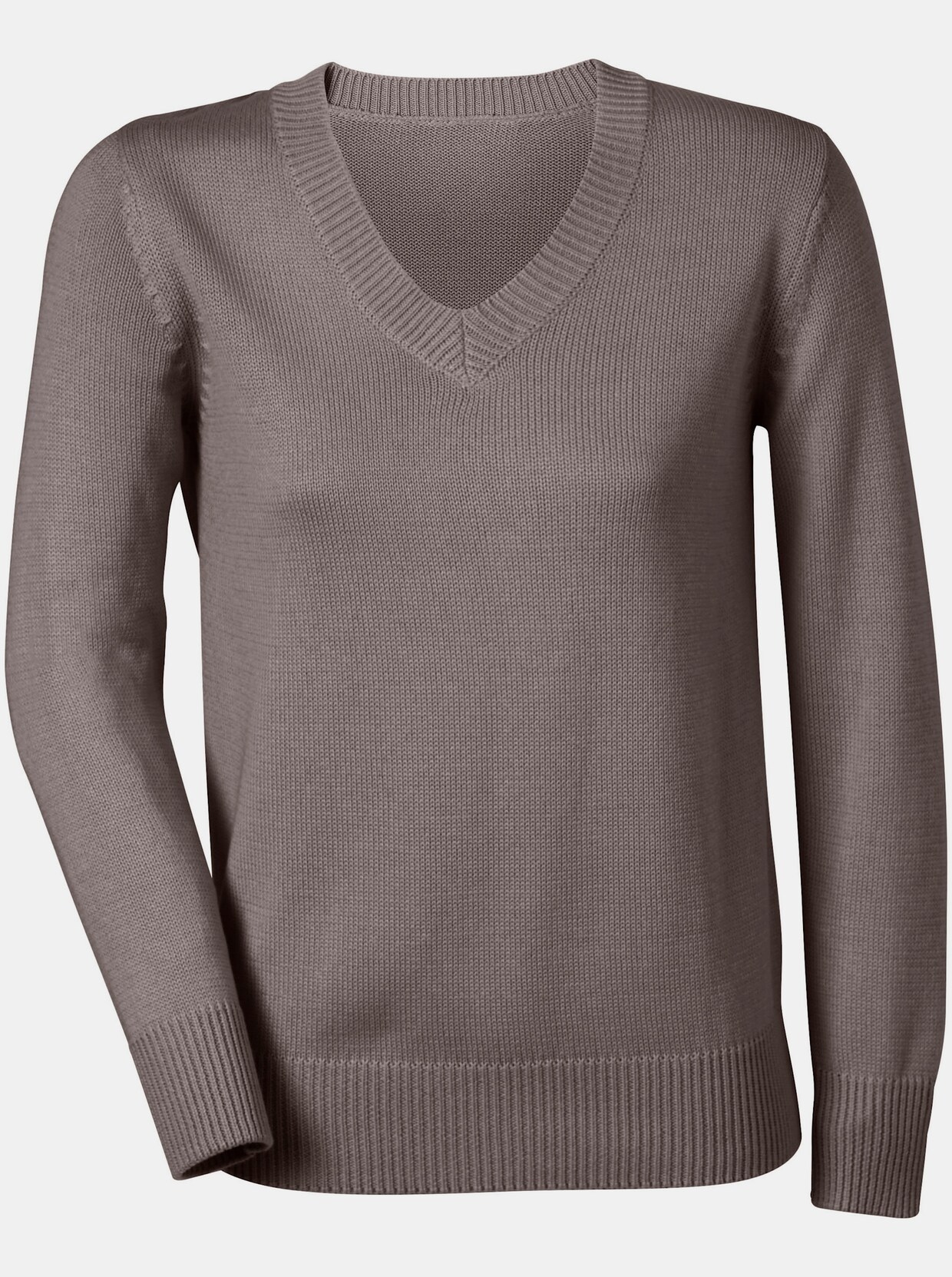 Pull à encolure en V - taupe chiné