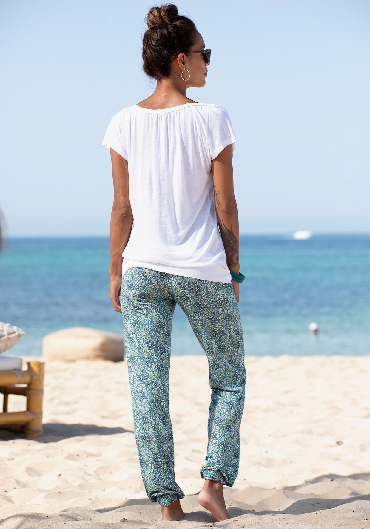 Vivance pantalon en jersey - vert imprimé