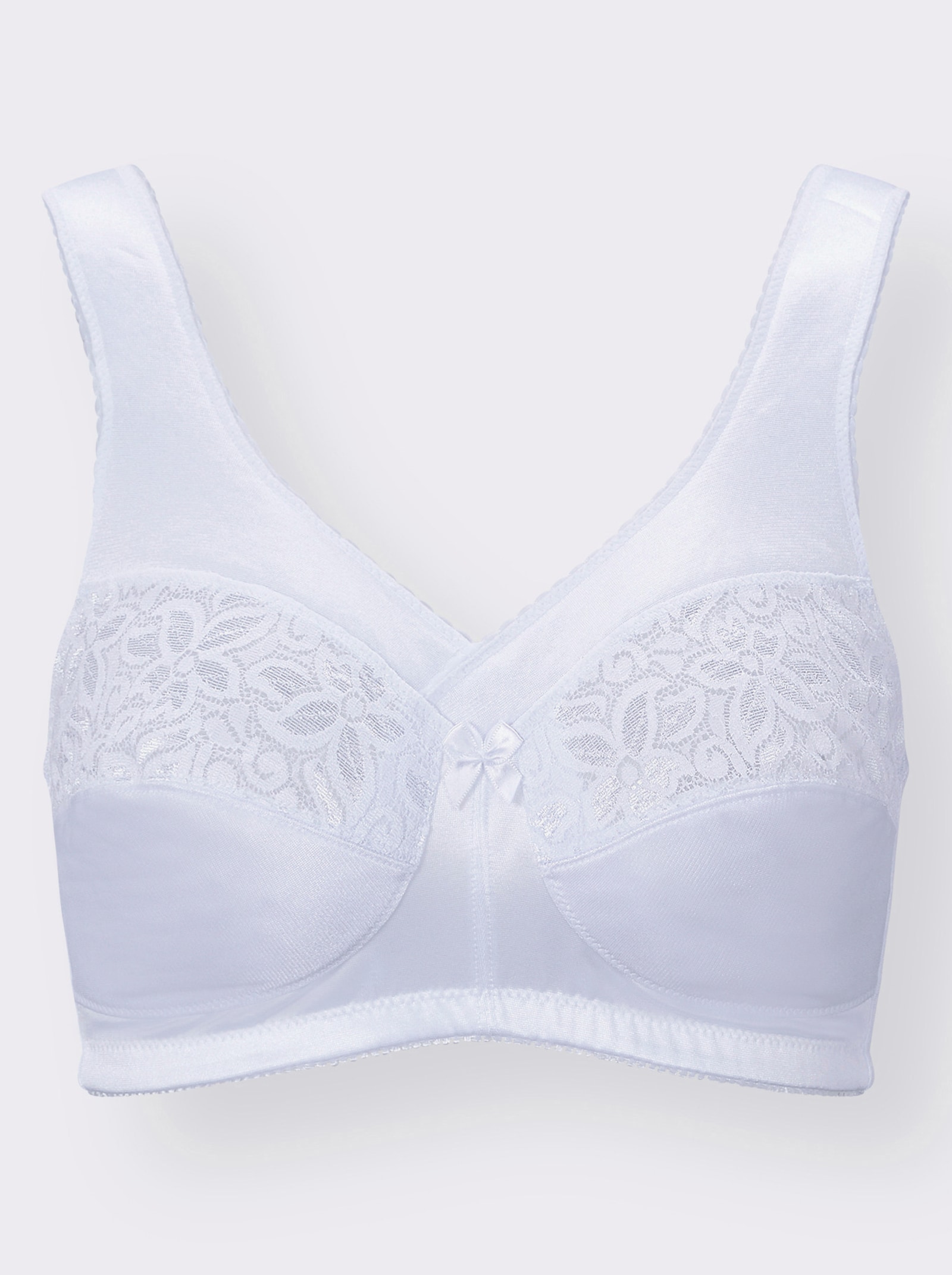 Susa Entlastungs-BH ohne Bügel mit Spitzen-Einsatz - weiß
