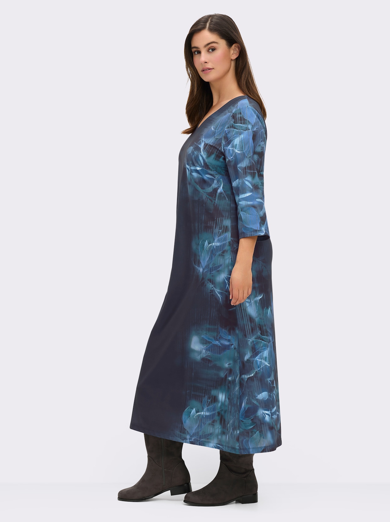 sheego Jerseykleid - tiefblau-bedruckt