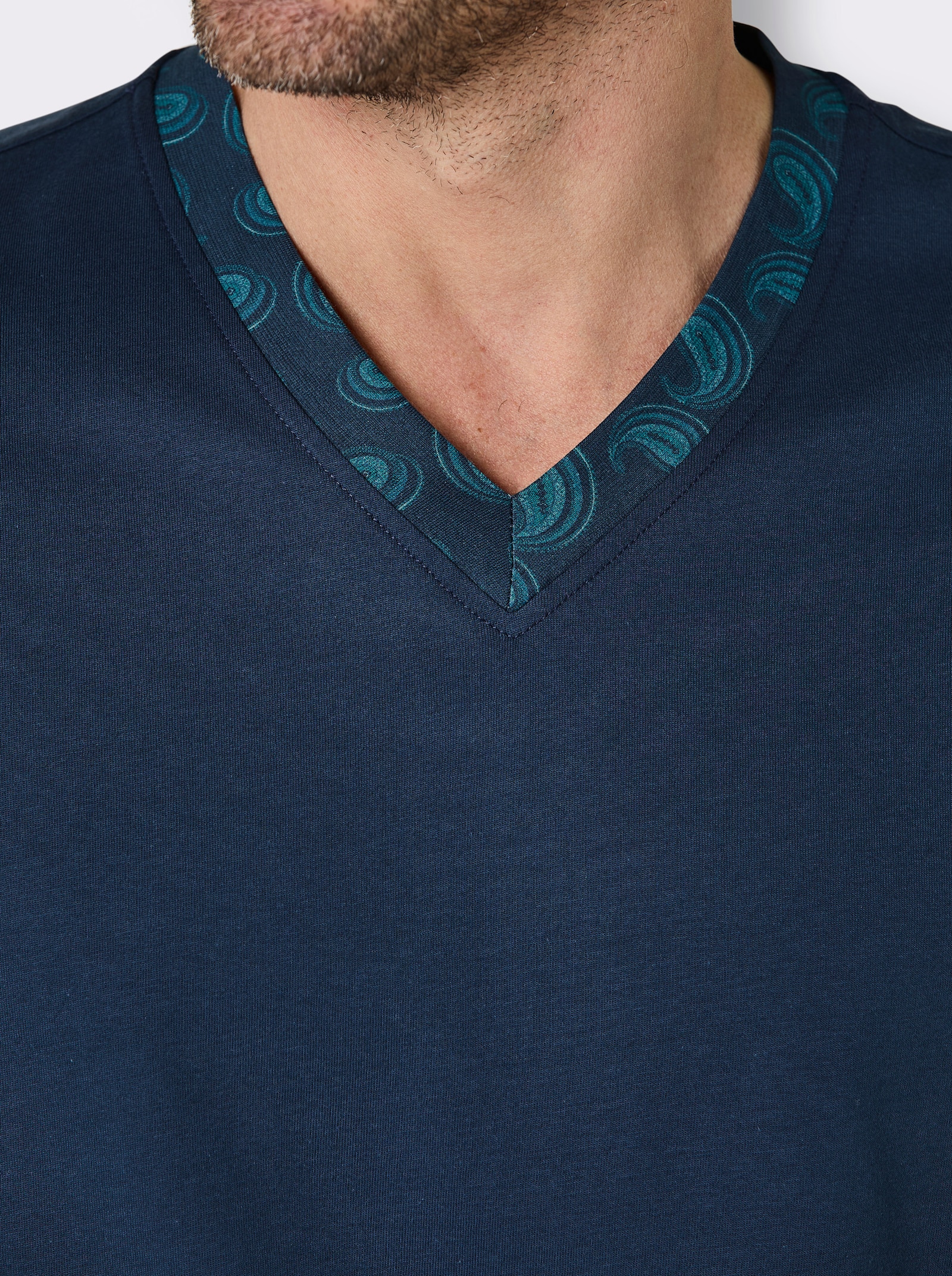 wäschepur men Schlafanzug - dunkelblau-topas-bedruckt