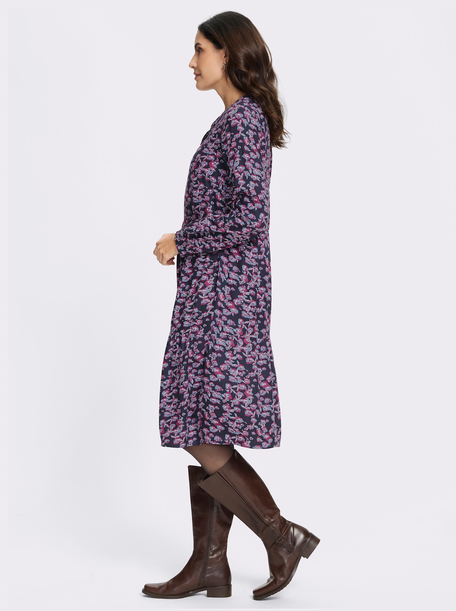  Druckkleid mit Volantrock - marine-erika-bedruckt