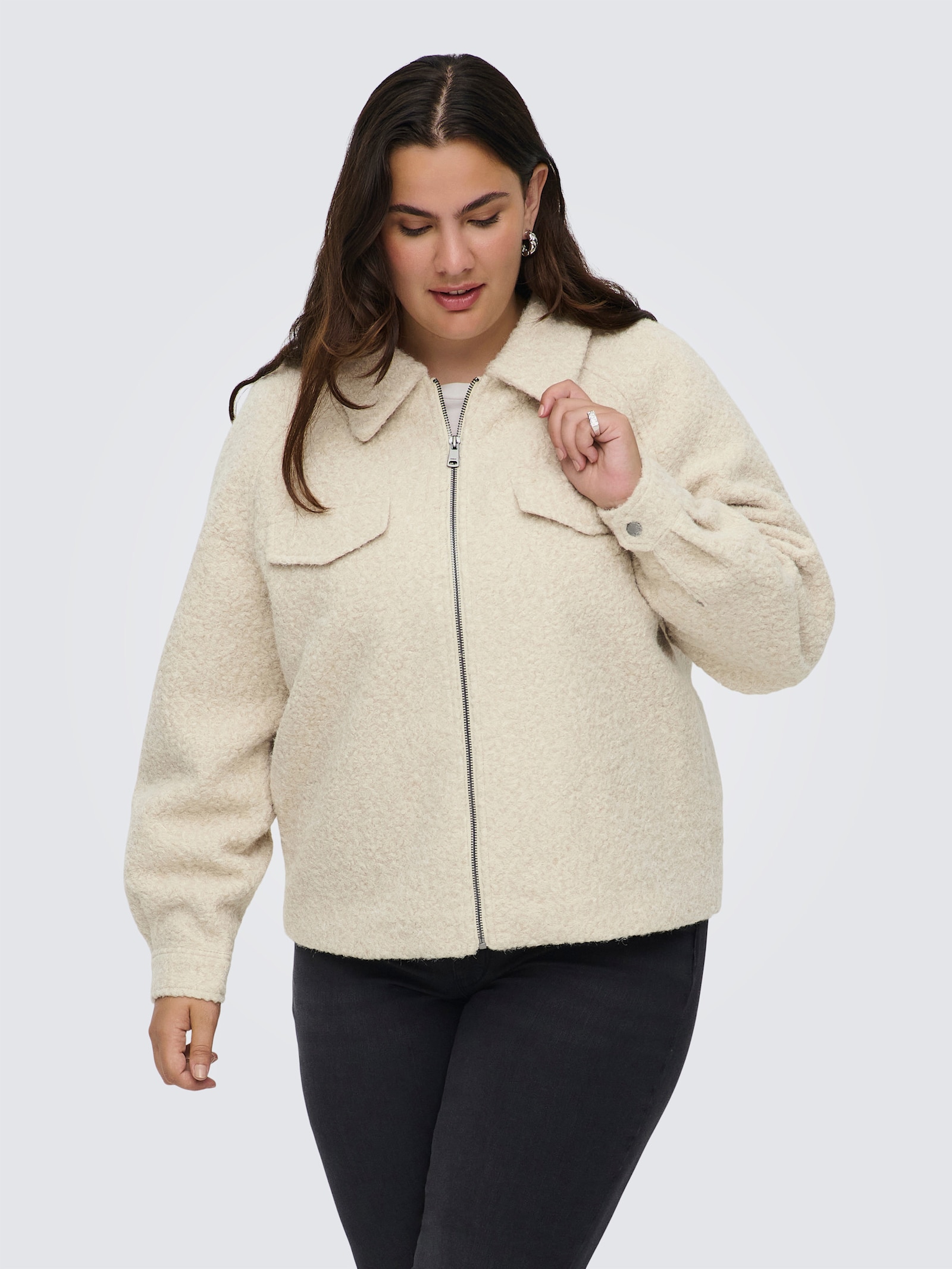 ONLY CARMAKOMA Bouclèjacke - pumice stone detail:melange