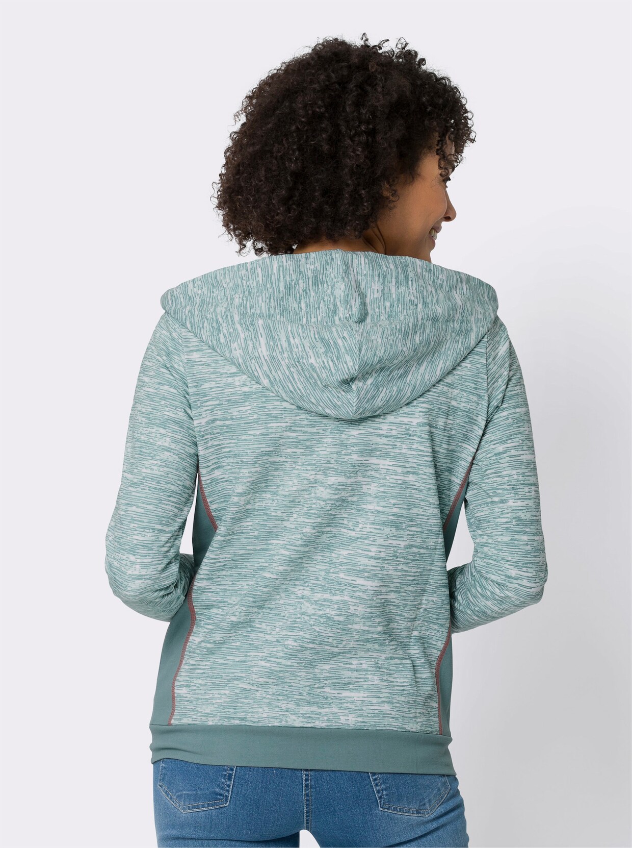 Sweatjacke - jade-weiß-bedruckt
