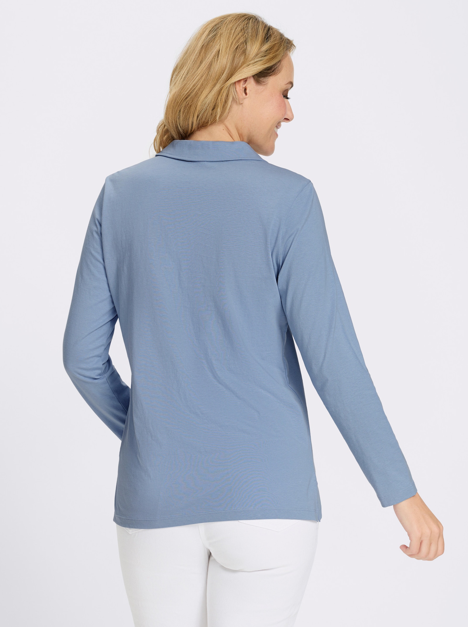 Poloshirt mit Seitenschlitzen - bleu