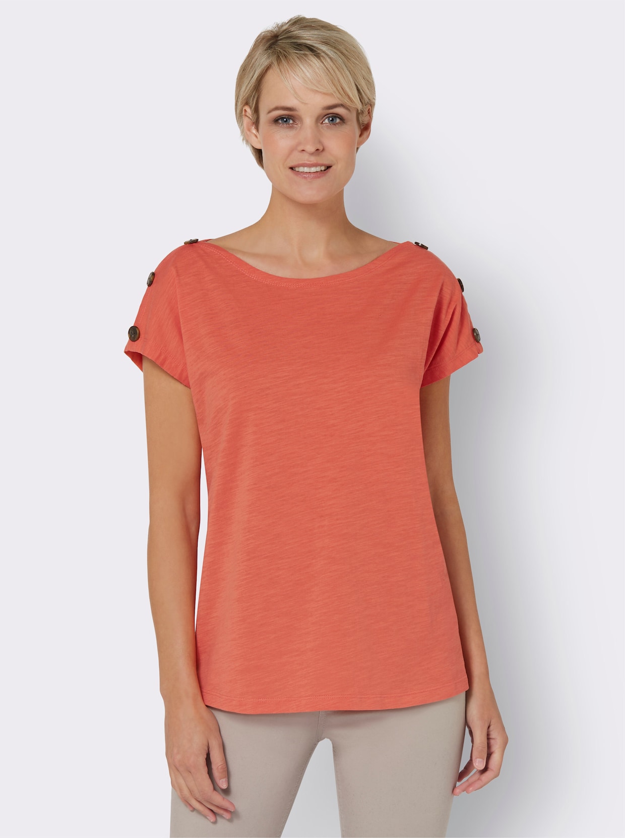 Shirt met korte mouwen - mandarijn