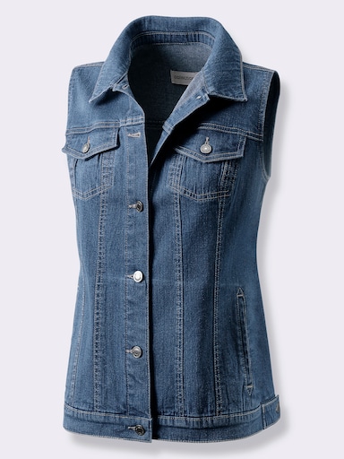 Jeansweste mit weitenverstellbarem Saum - blue-stone-washed