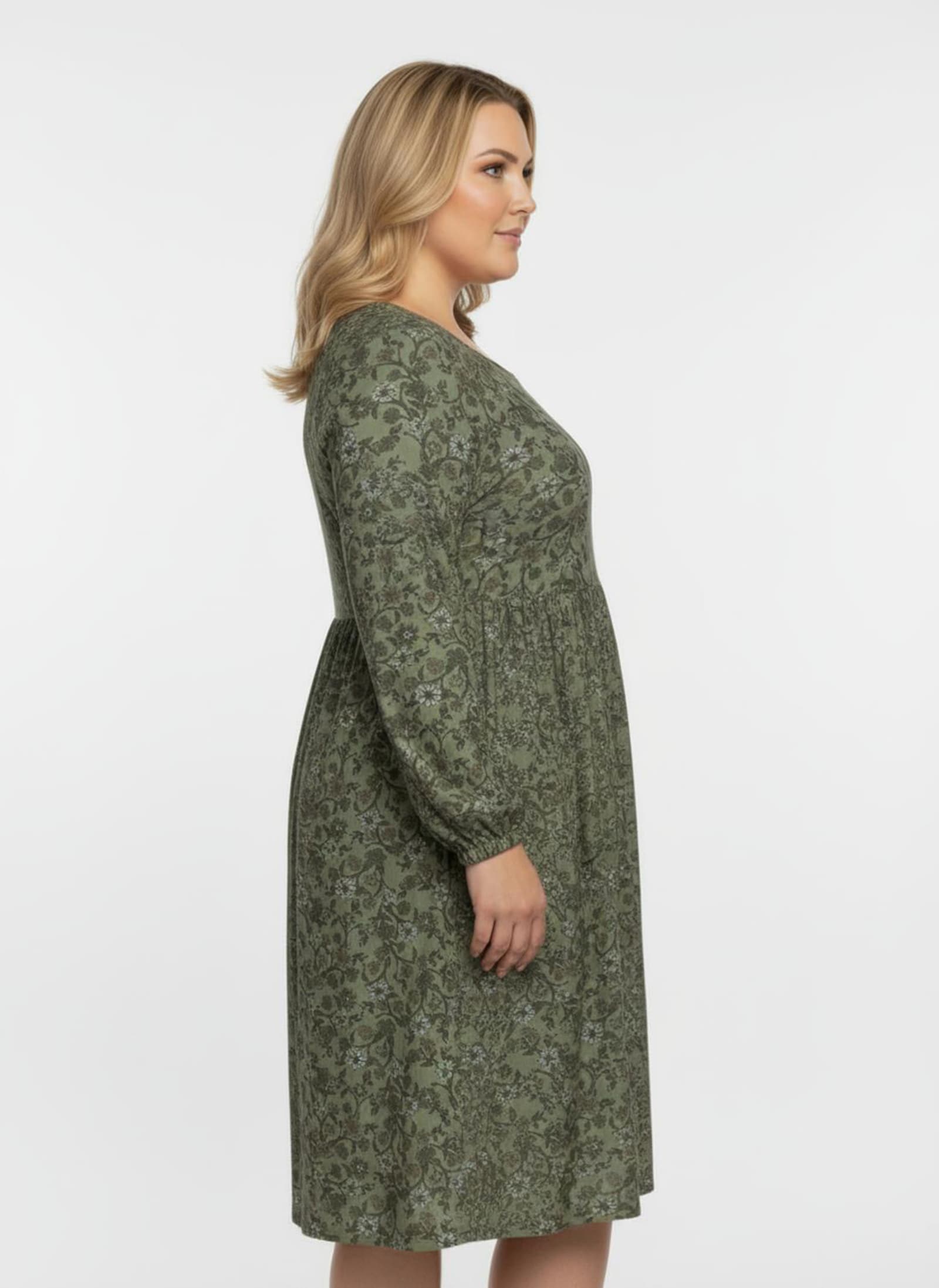 Blumenkleid in floral bedruckter Mesh-Qualität - schilf-bedruckt