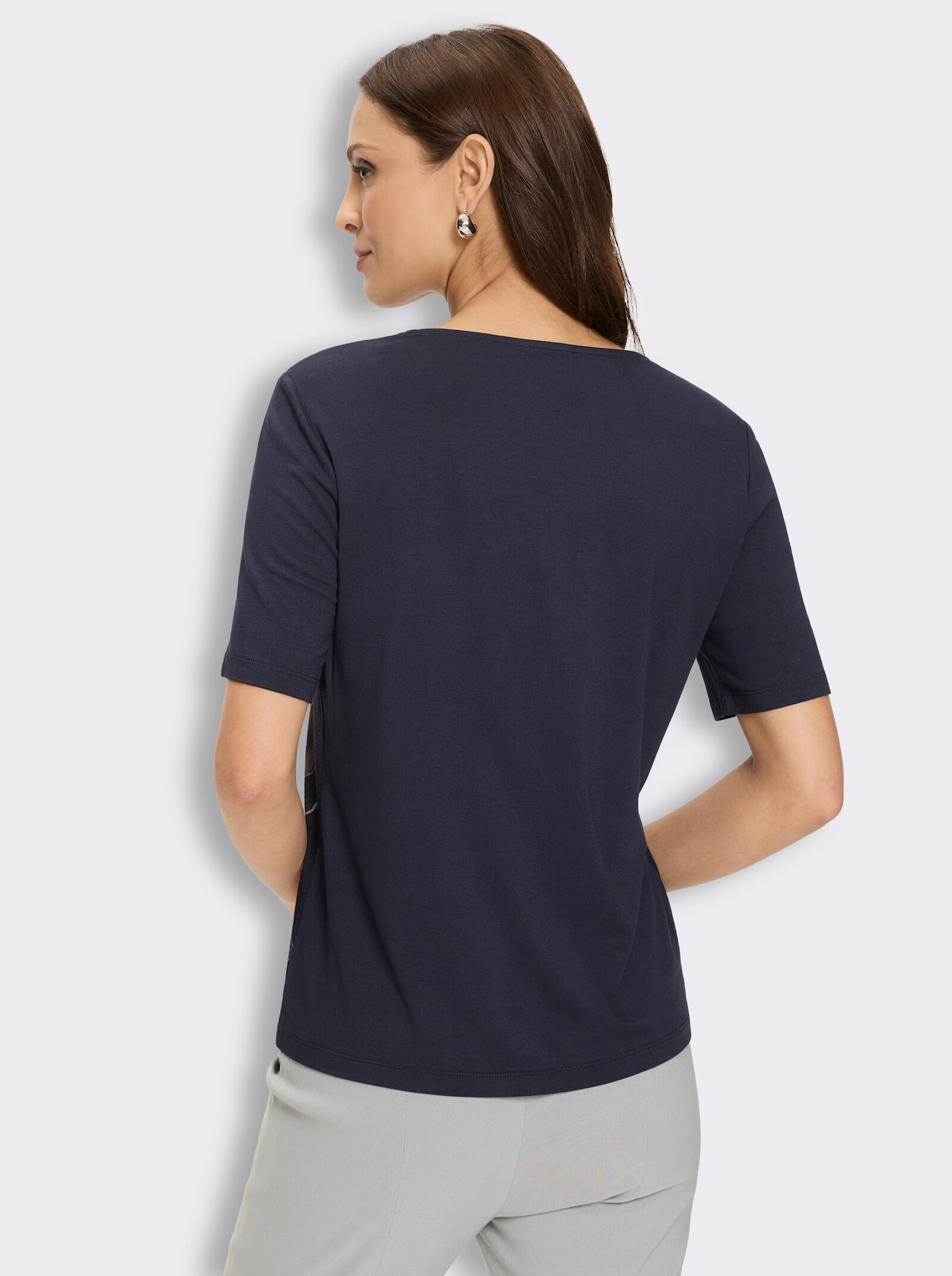 Rundhalsshirt in Viskose-Stretch-Qualität - marine