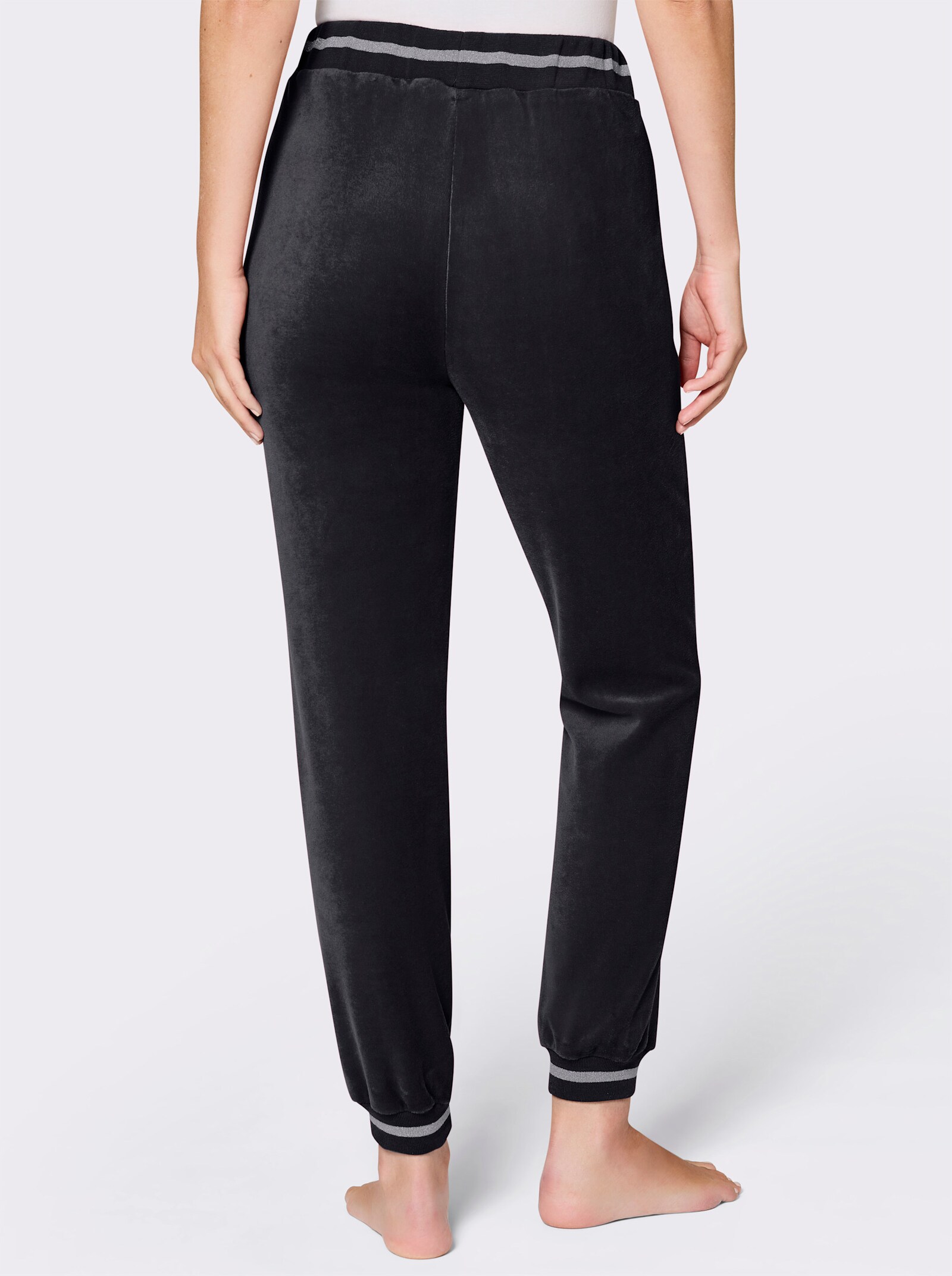 feel good Nickihose mit Glitzerbündchen - schwarz