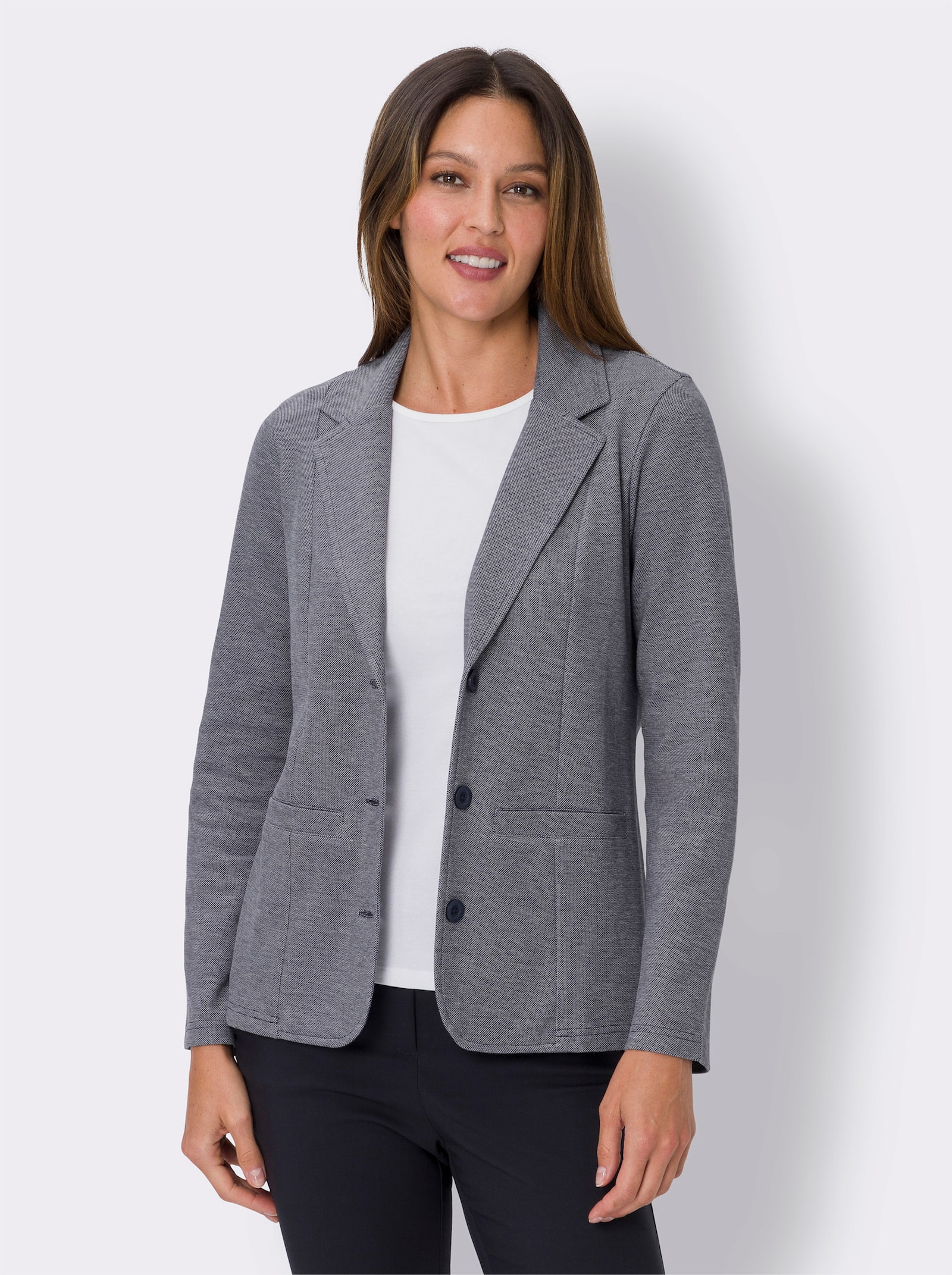 Shirtblazer mit Reverskragen - marine-meliert