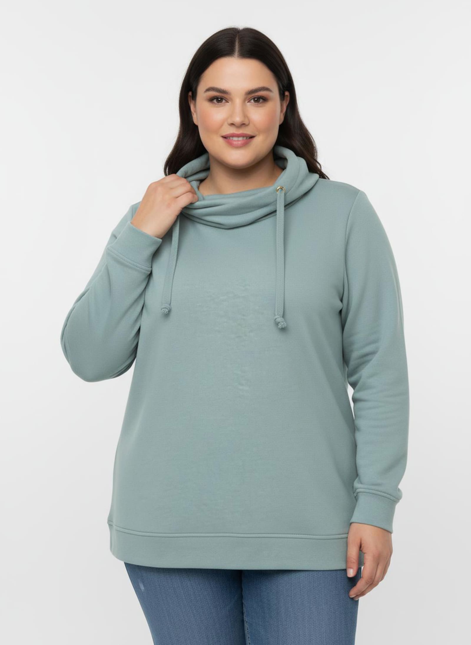 Sweatshirt mit halsfernem Rollkragen - mint
