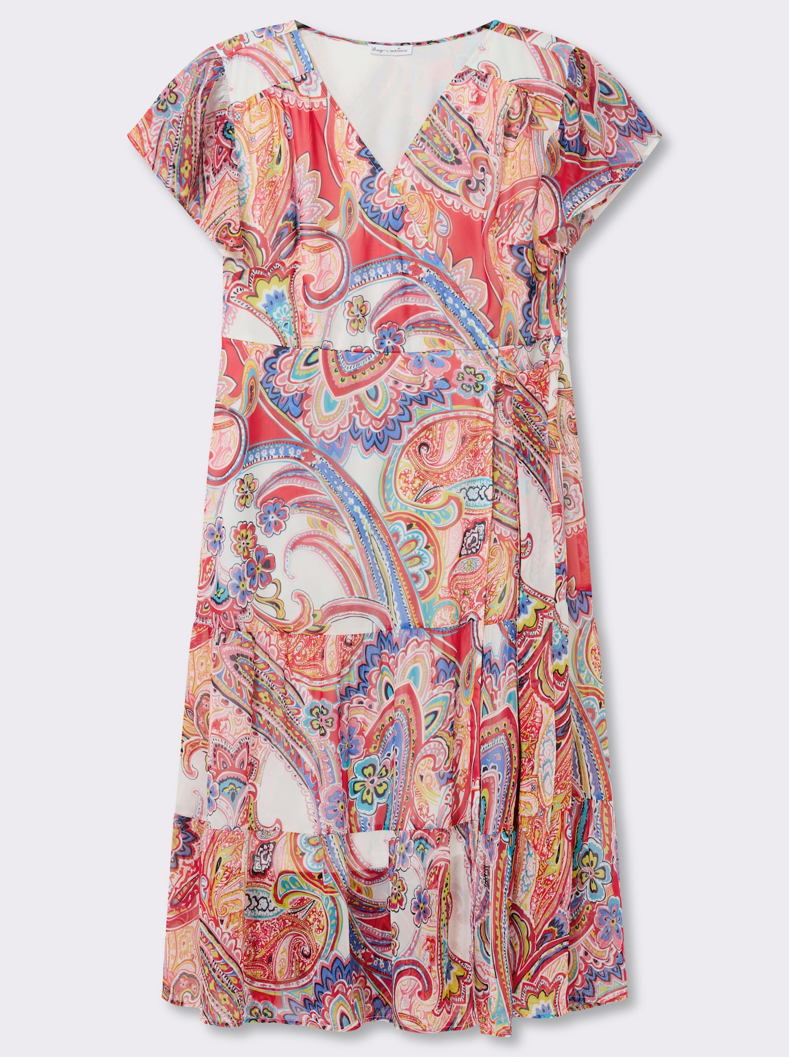 sheego by Joe Browns Chiffonkleid mit Paisleydruck - ecru-rot-gemustert