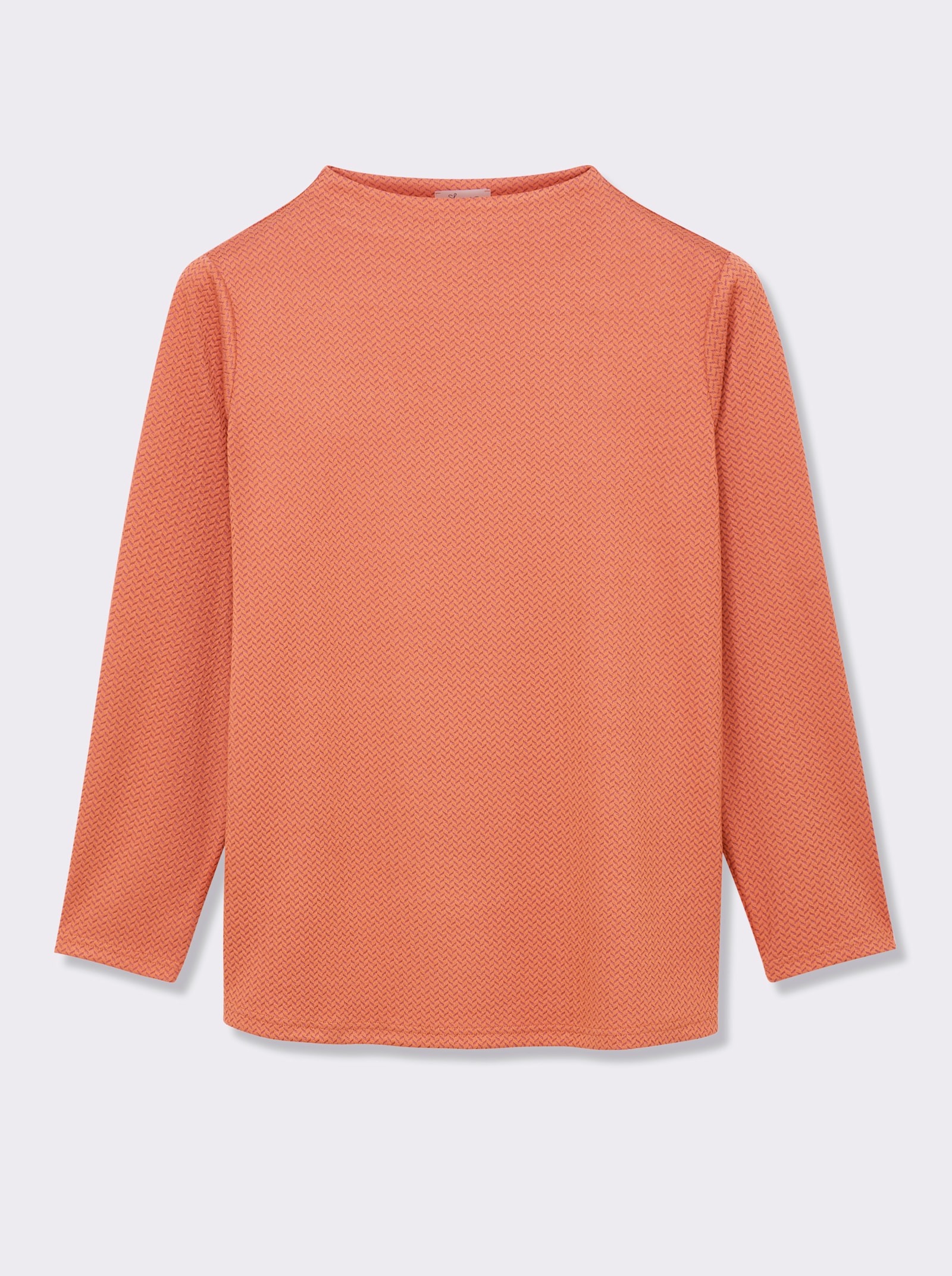 sheego Sweatshirt mit Fischgrät-Jacquardmuster - kirsche-orange-gemustert