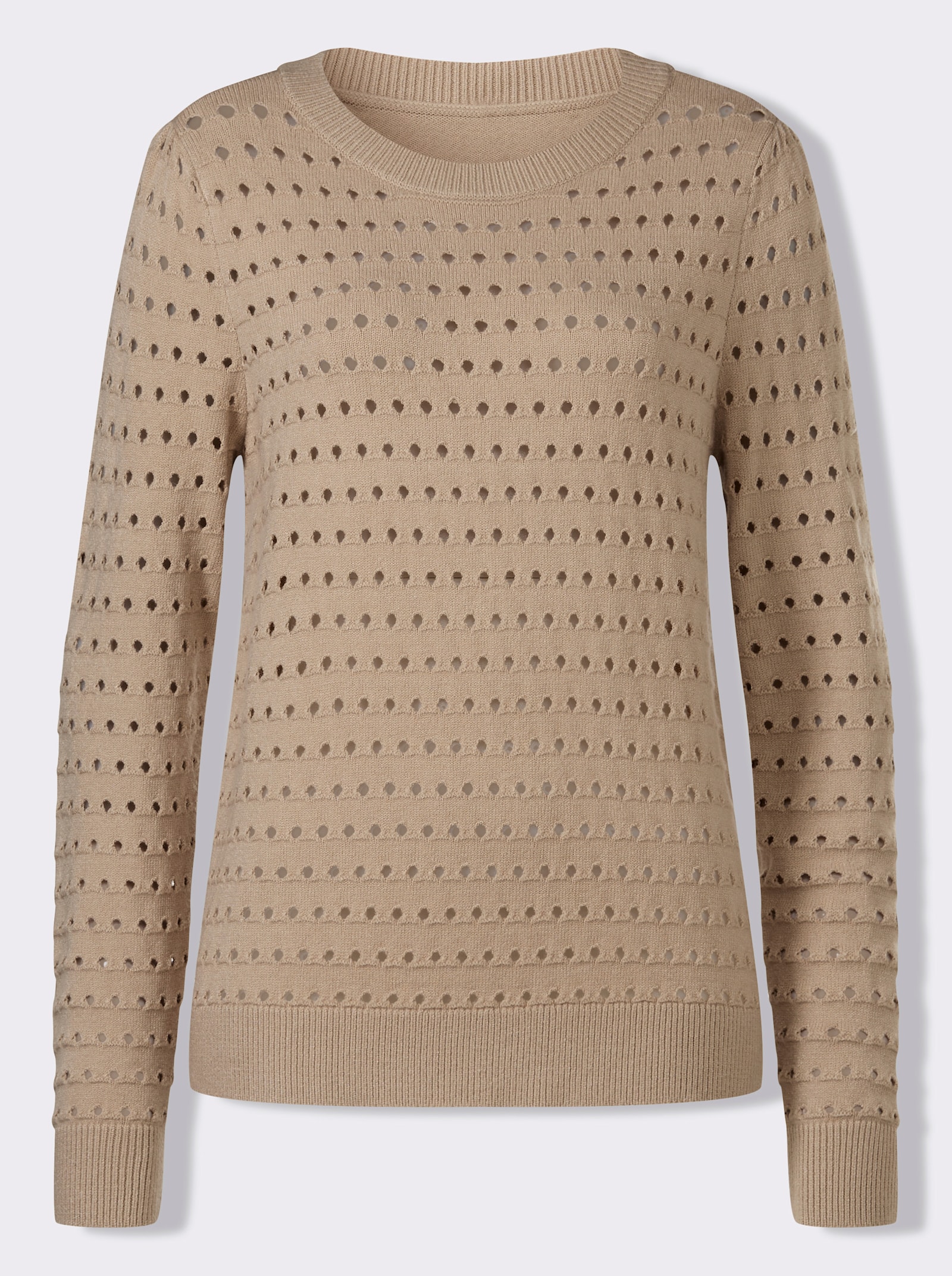 heine Feinstrickpullover mit Ajourmuster - beige