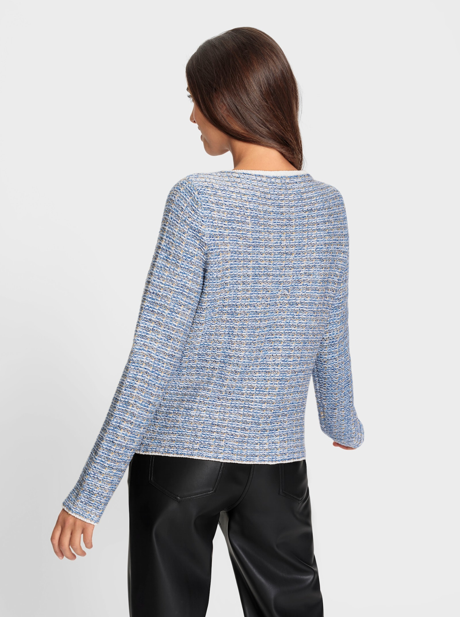 heine Vest met haakjessluiting - hemelsblauw-ecru gemêleerd