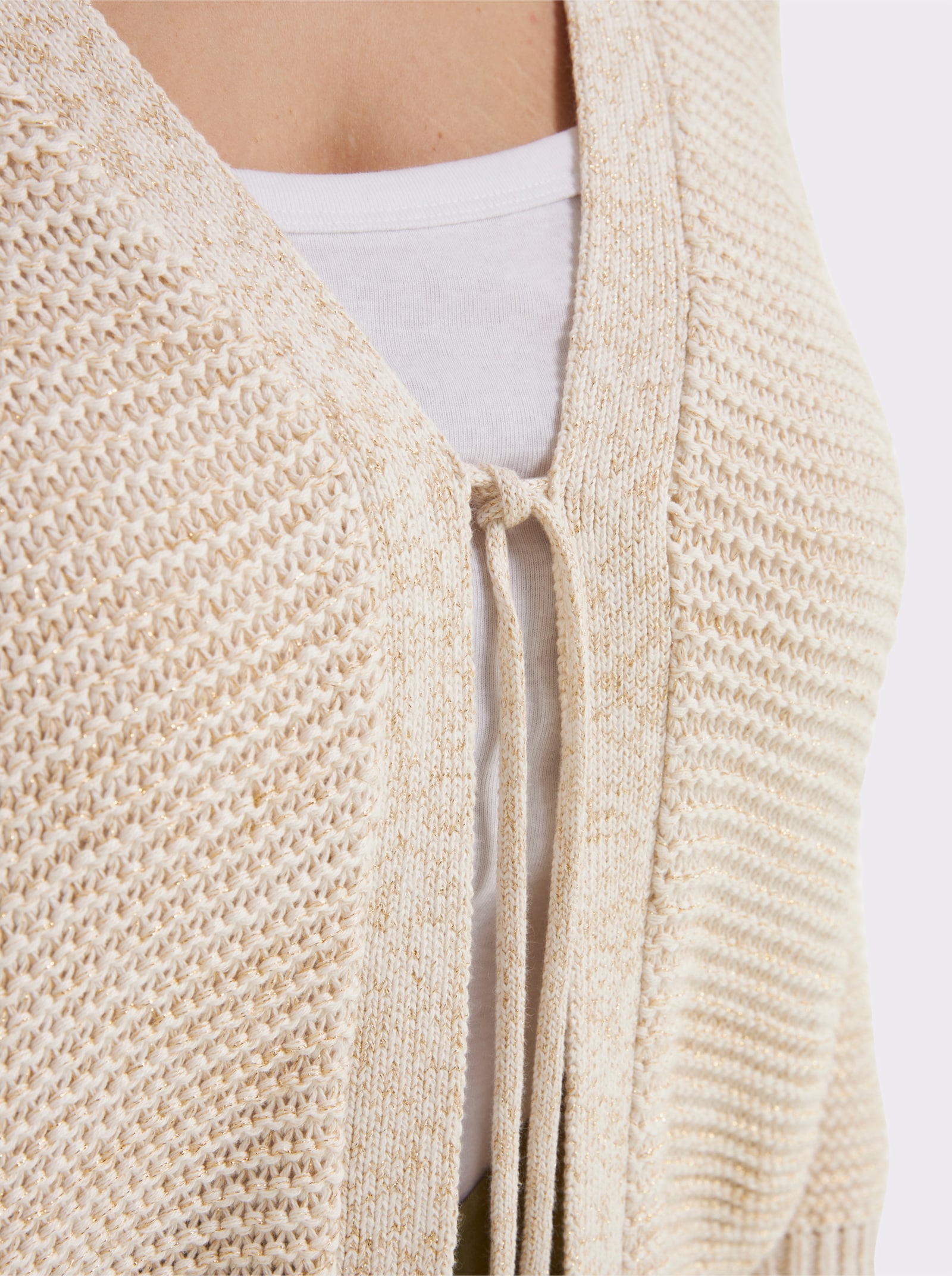 sheego Cardigan im Linksstrick, mit Lurexfaden - champagner-goldfarben