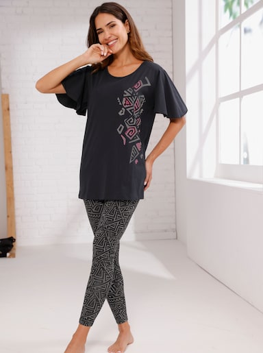 Leggings - schwarz-grau-bedruckt