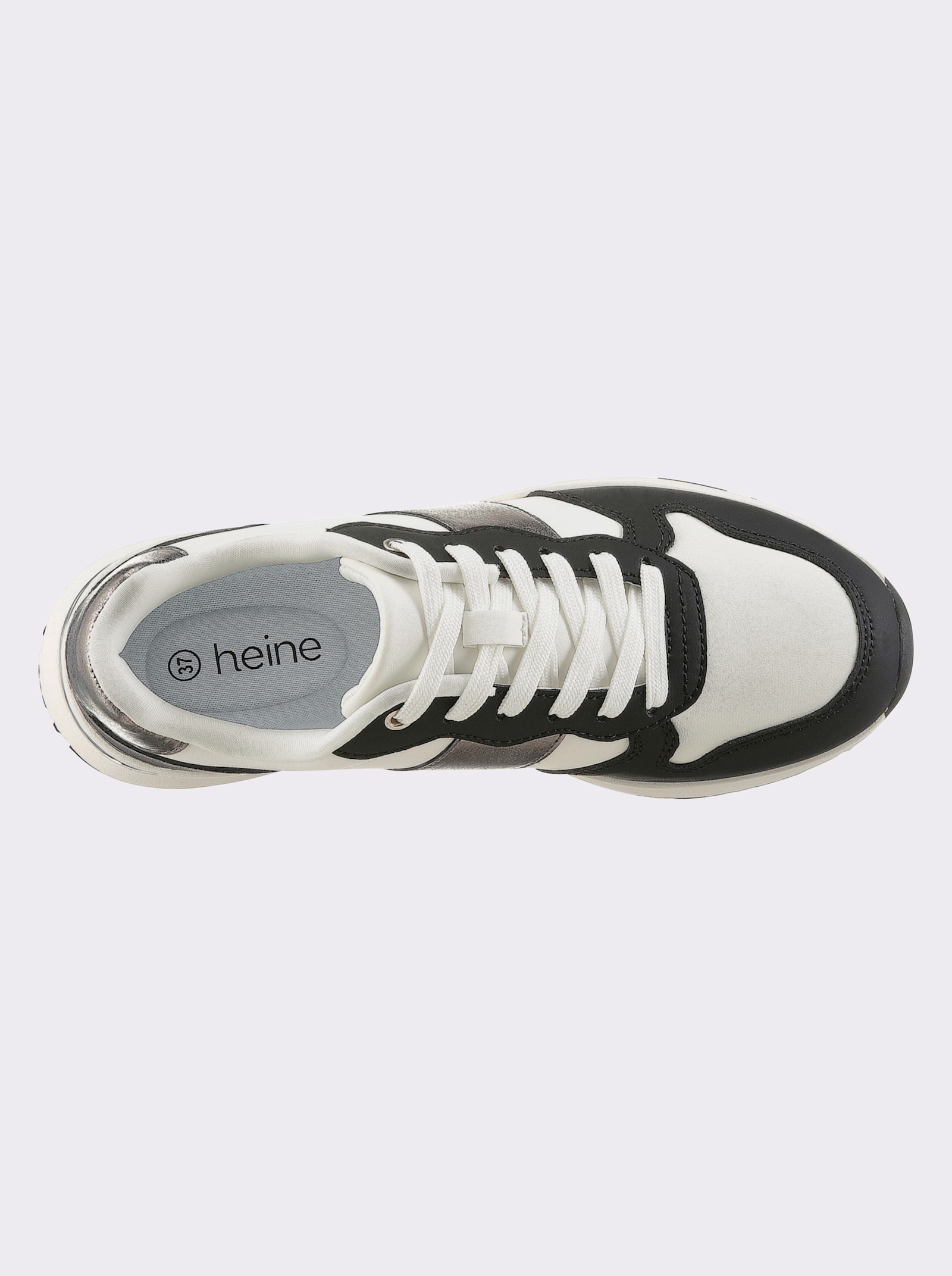 heine Sneaker mit Metallic-Akzenten - weiß-schwarz-altsilber