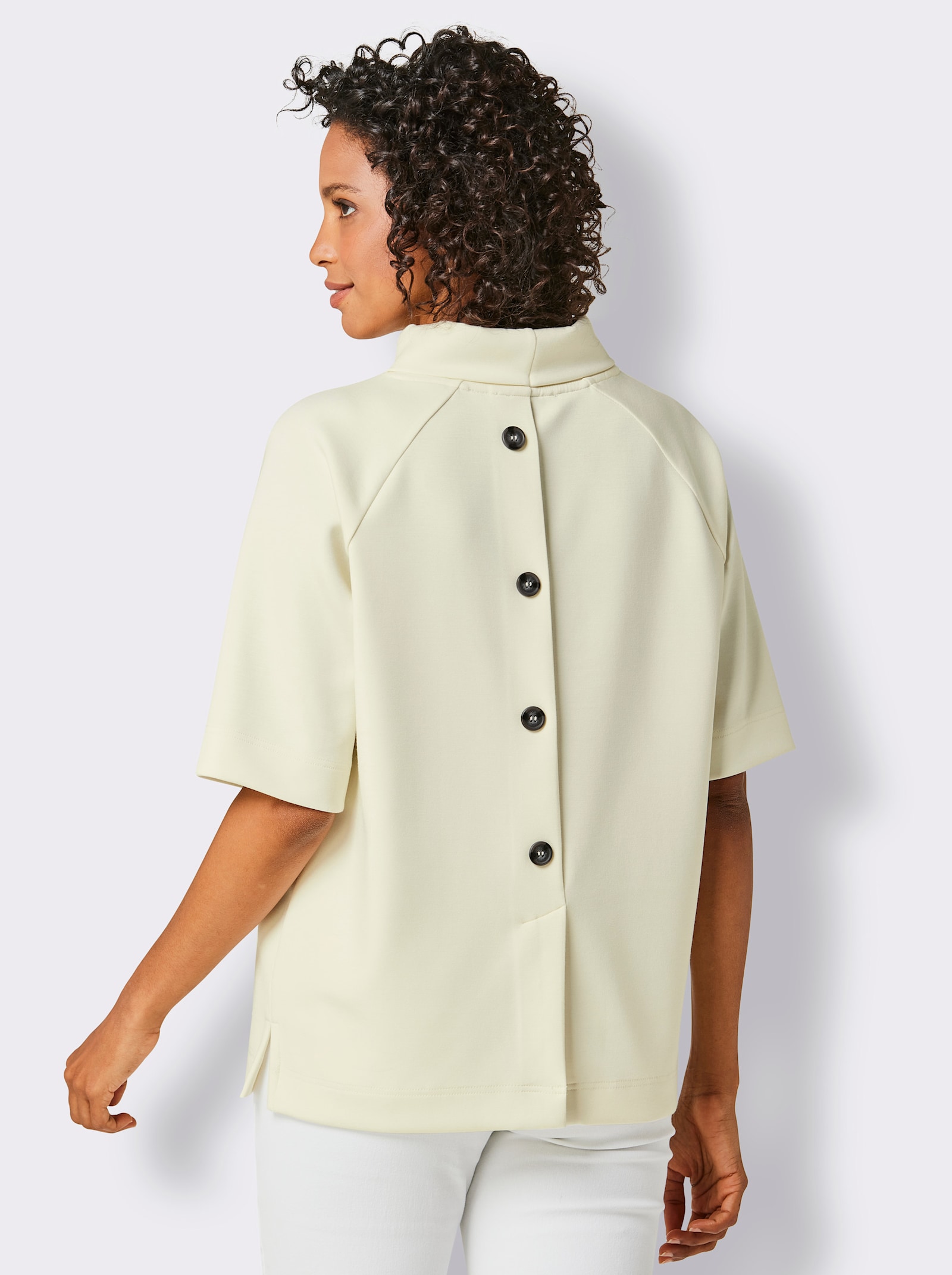 CREATION L PREMIUM Stehkragenshirt mit Zierknopfleiste hinten - champagner