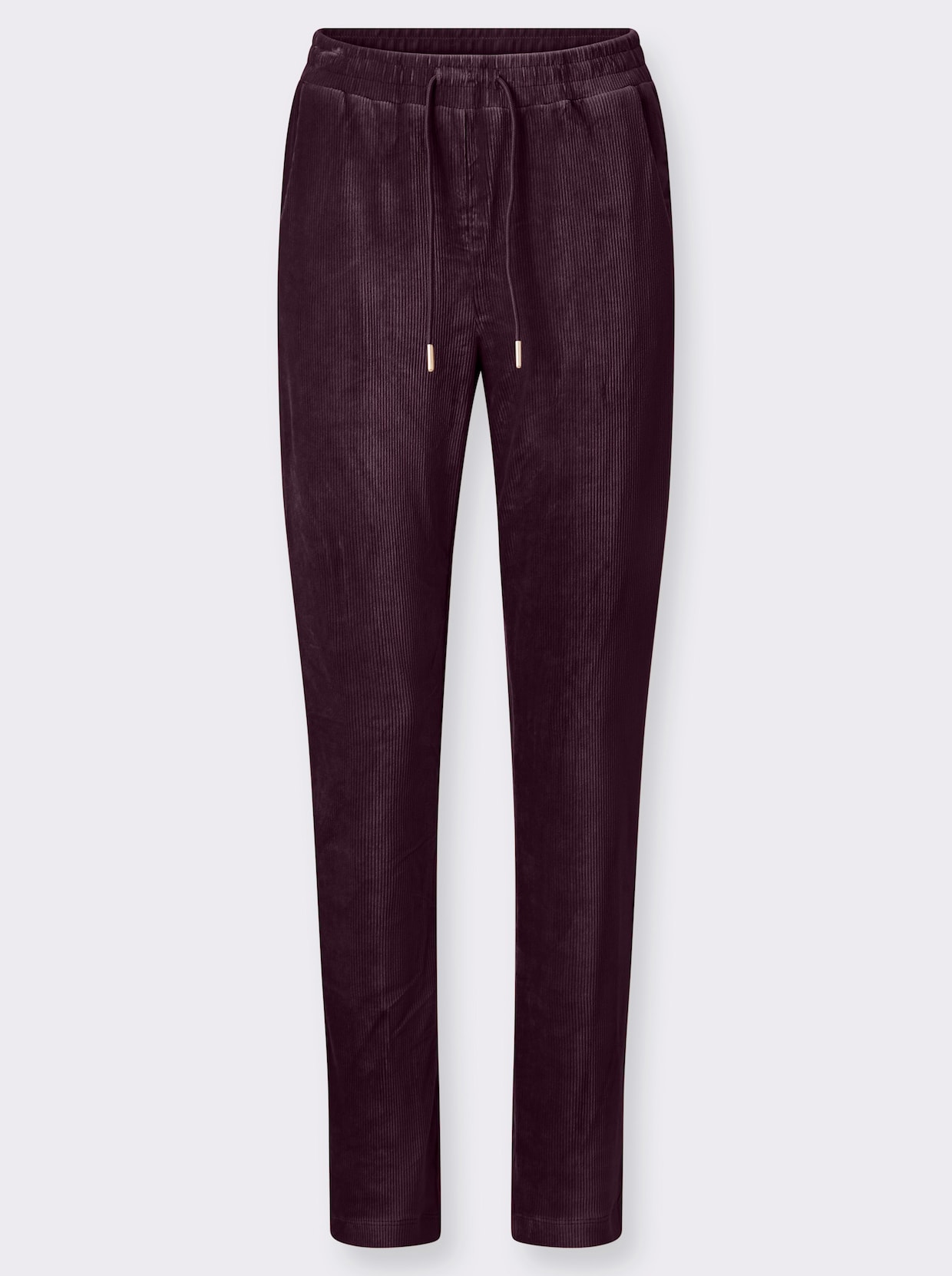 Schlupfhose in Cord-Qualität, pflegeleicht - aubergine