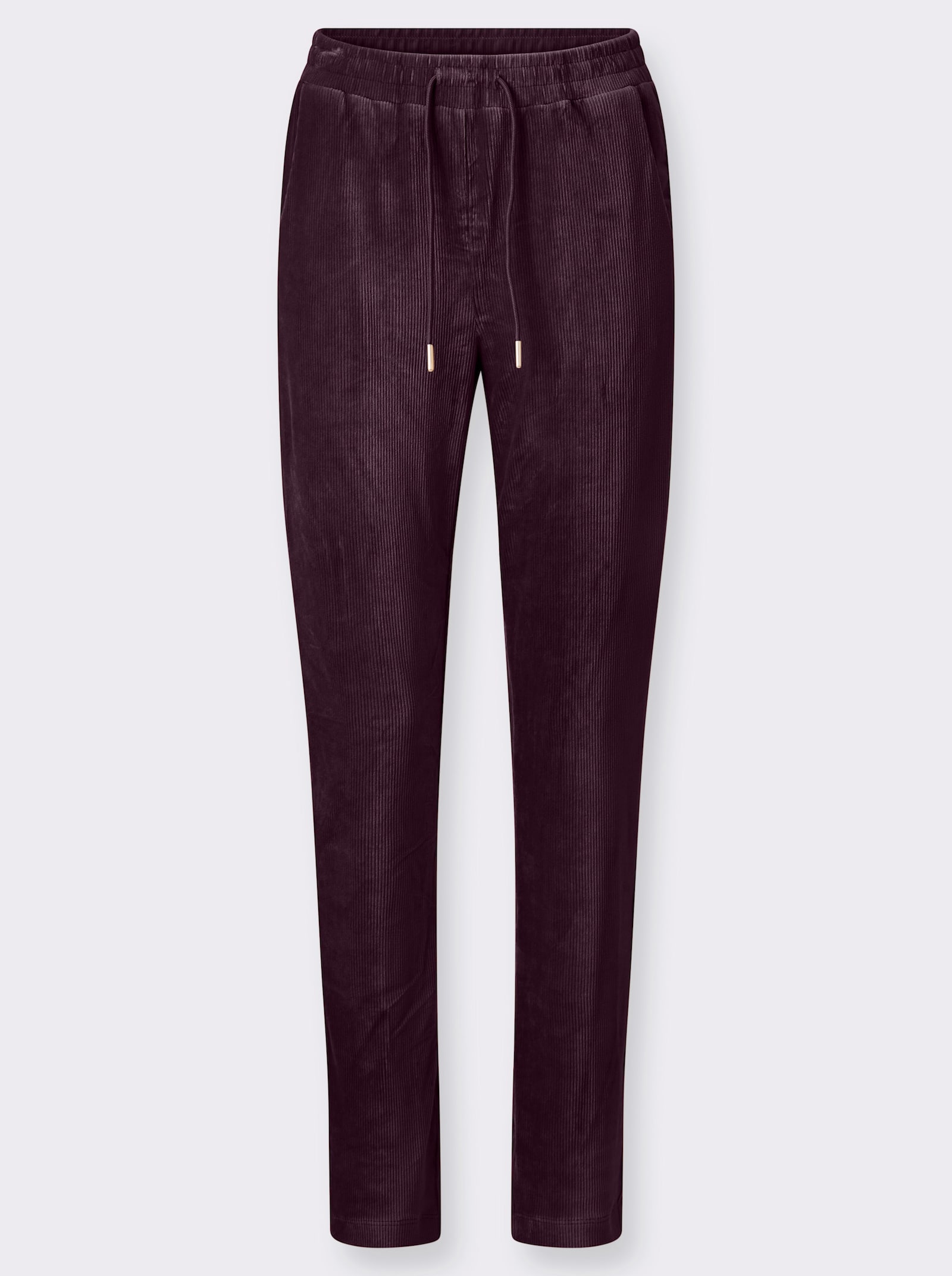 Schlupfhose in Cord-Qualität, pflegeleicht - aubergine